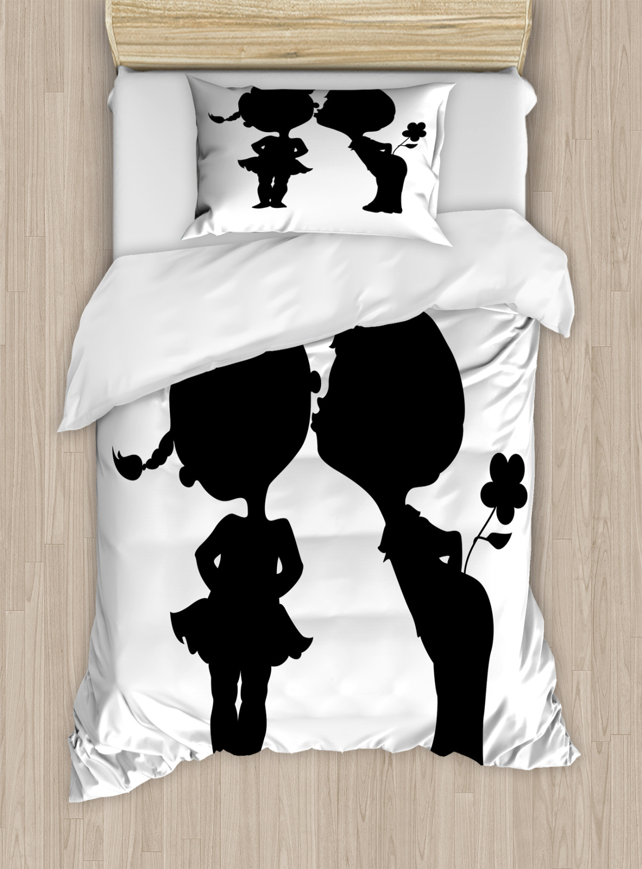 Romántico Juego de Funda Nórdica Boy tratando de besar a la muchacha | eBay