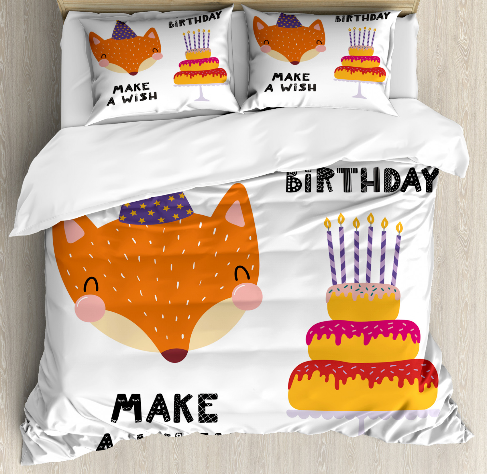 creer digestión Guante zorro Juego de Funda Nórdica Fox en el sombrero del cumpleaños hace un  deseo | eBay