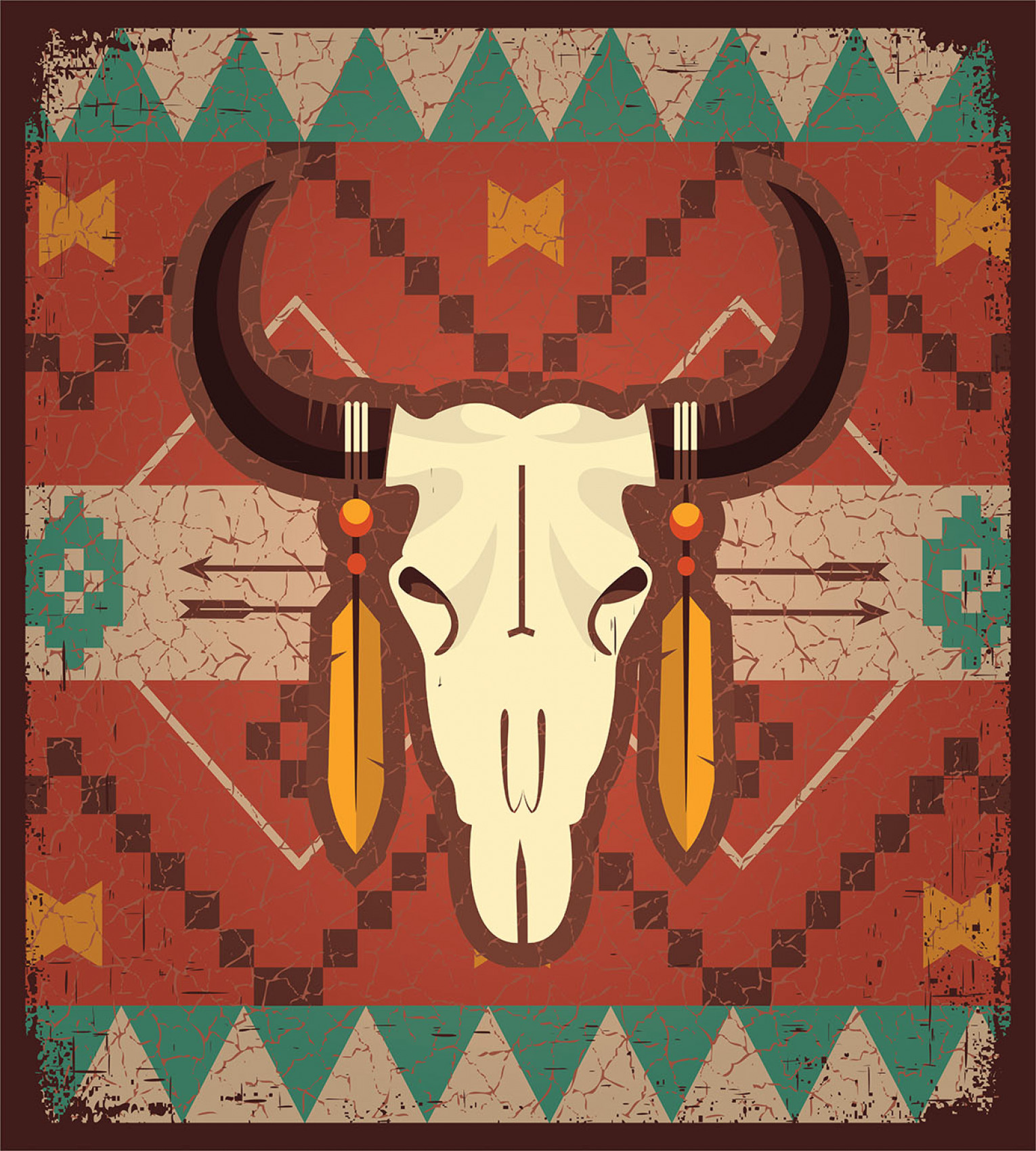 BULLS Longhorn Housse de Couette Ornement Bull Skull 