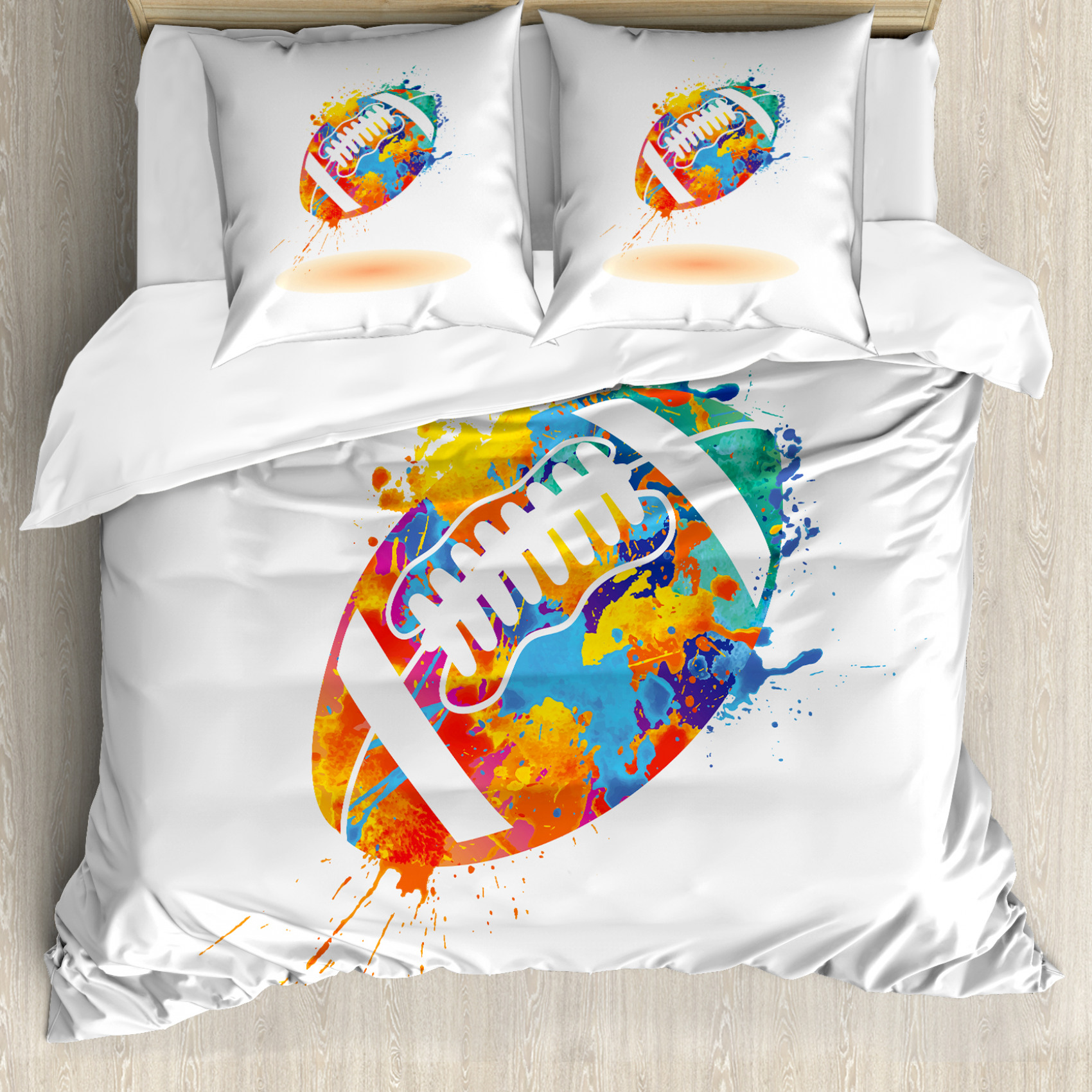 DES SPORTS HOUSSE de Couette Ballon de rugby Effet Splash - EUR 68,99