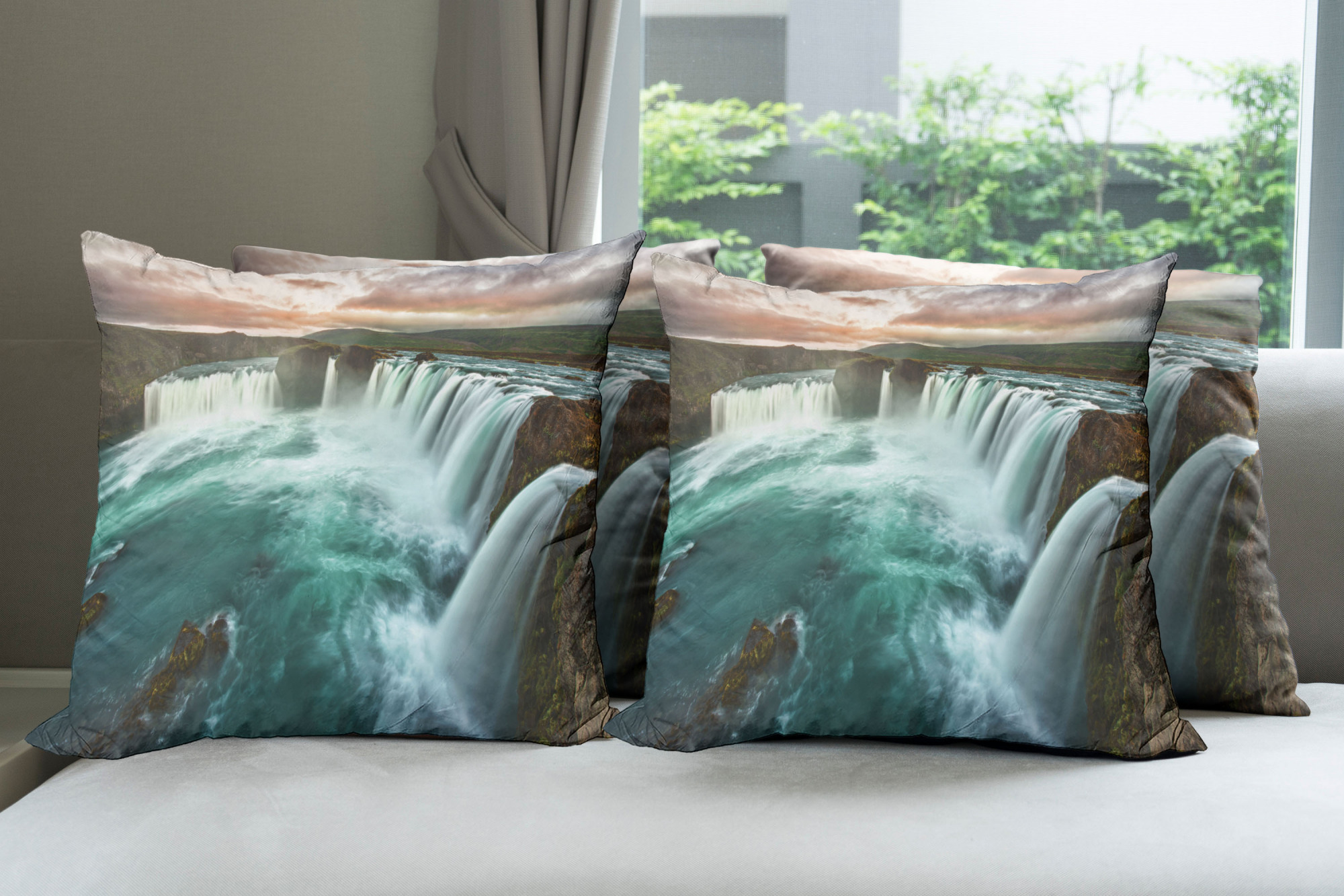 Ambesonne Colorful Theme Cushion Cover Set of 4 for Couch and Bed in 4 Sizes