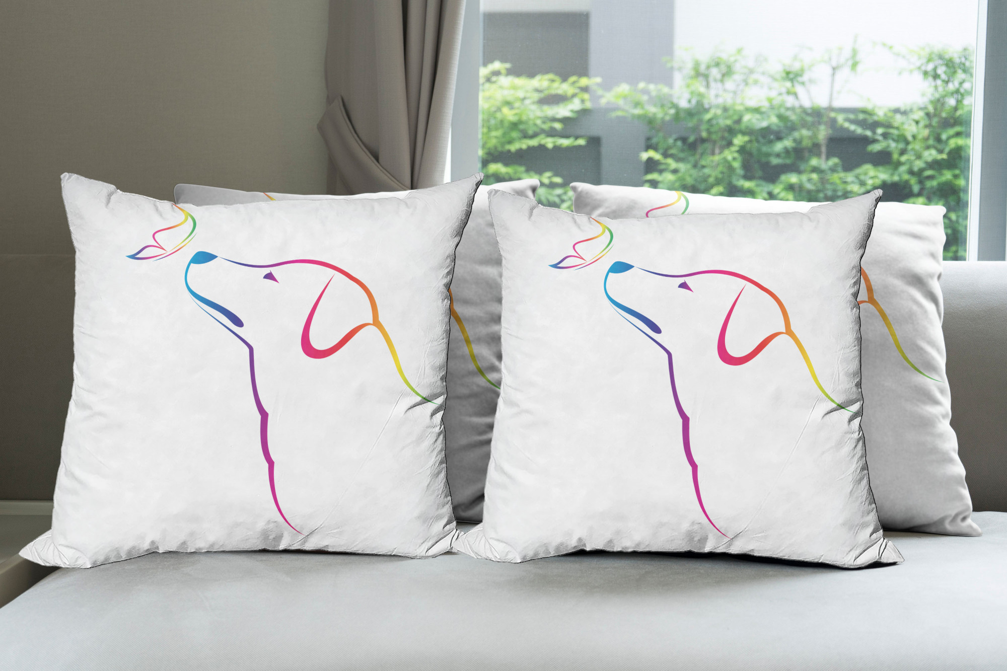 Ambesonne Colorful Theme Cushion Cover Set of 4 for Couch and Bed in 4 Sizes