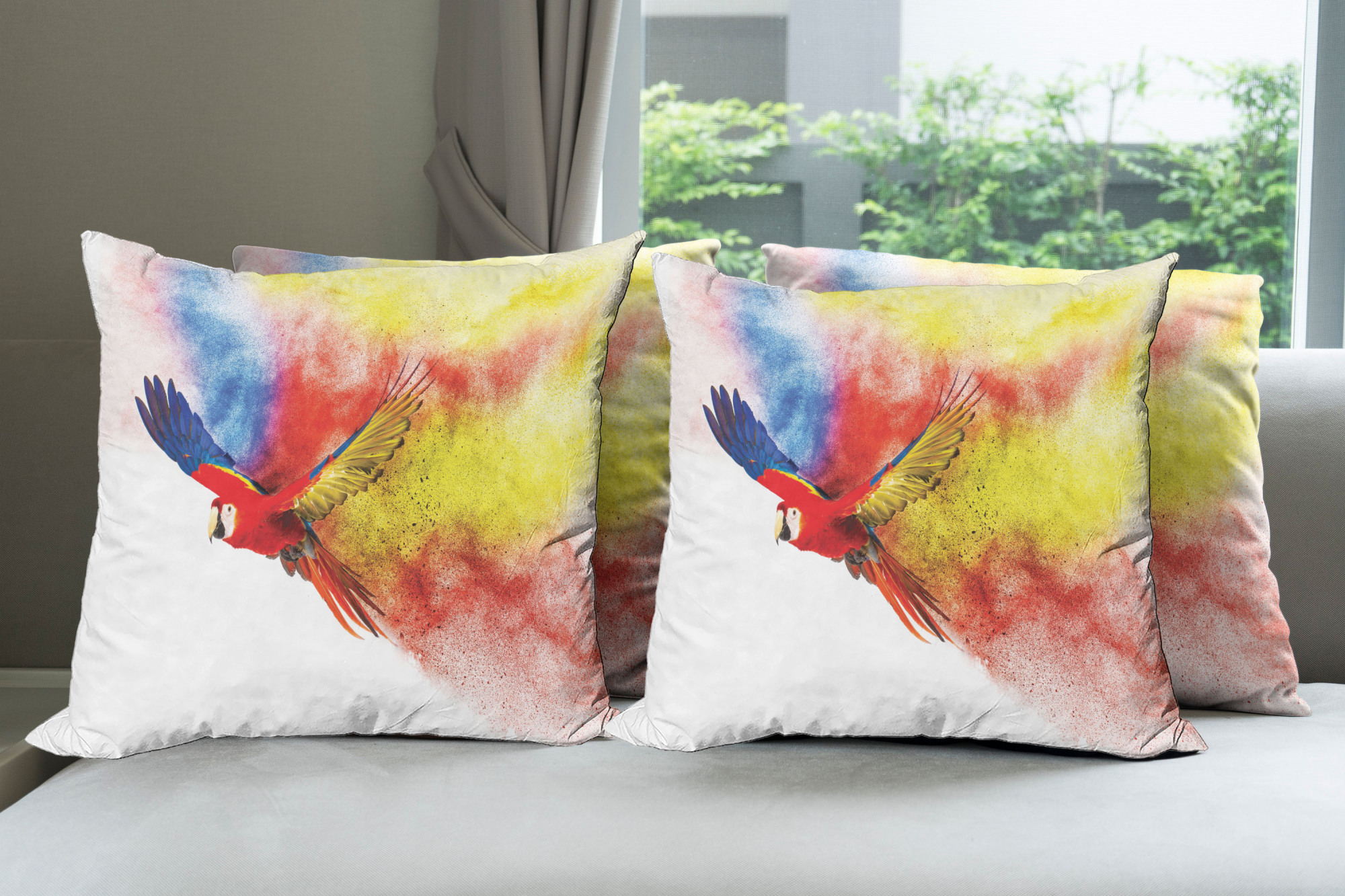 Ambesonne Colorful Theme Cushion Cover Set of 4 for Couch and Bed in 4 Sizes