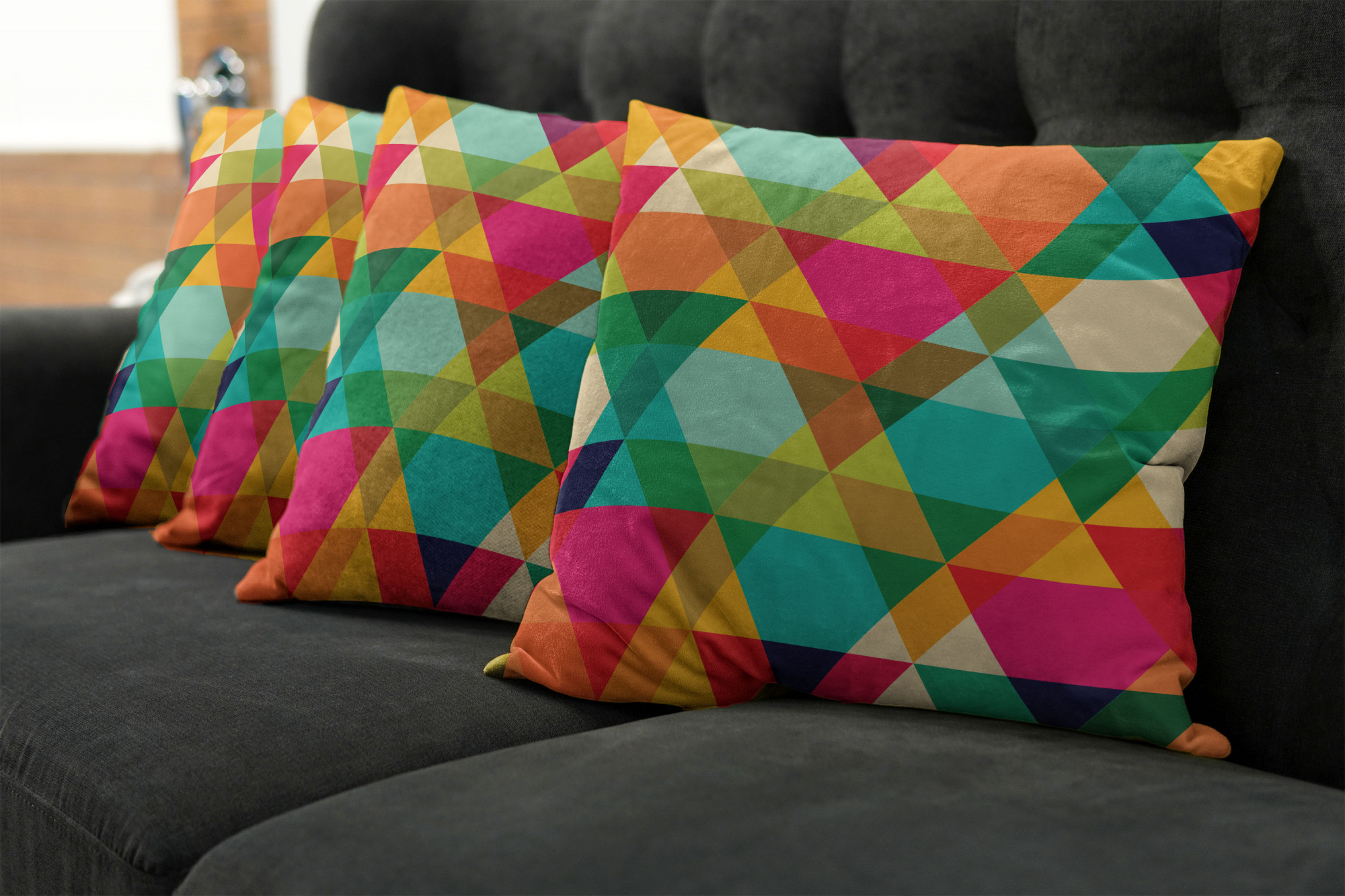 Ambesonne Colorful Theme Cushion Cover Set of 4 for Couch and Bed in 4 Sizes