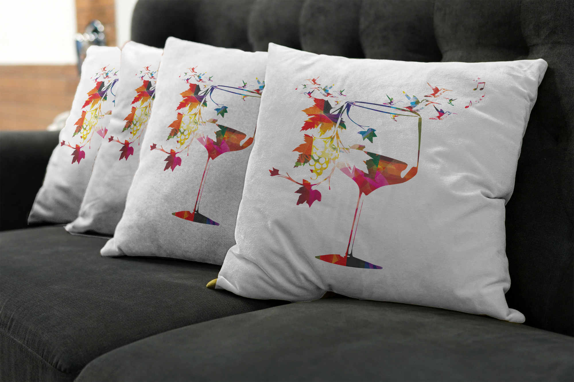 Ambesonne Colorful Theme Cushion Cover Set of 4 for Couch and Bed in 4 Sizes