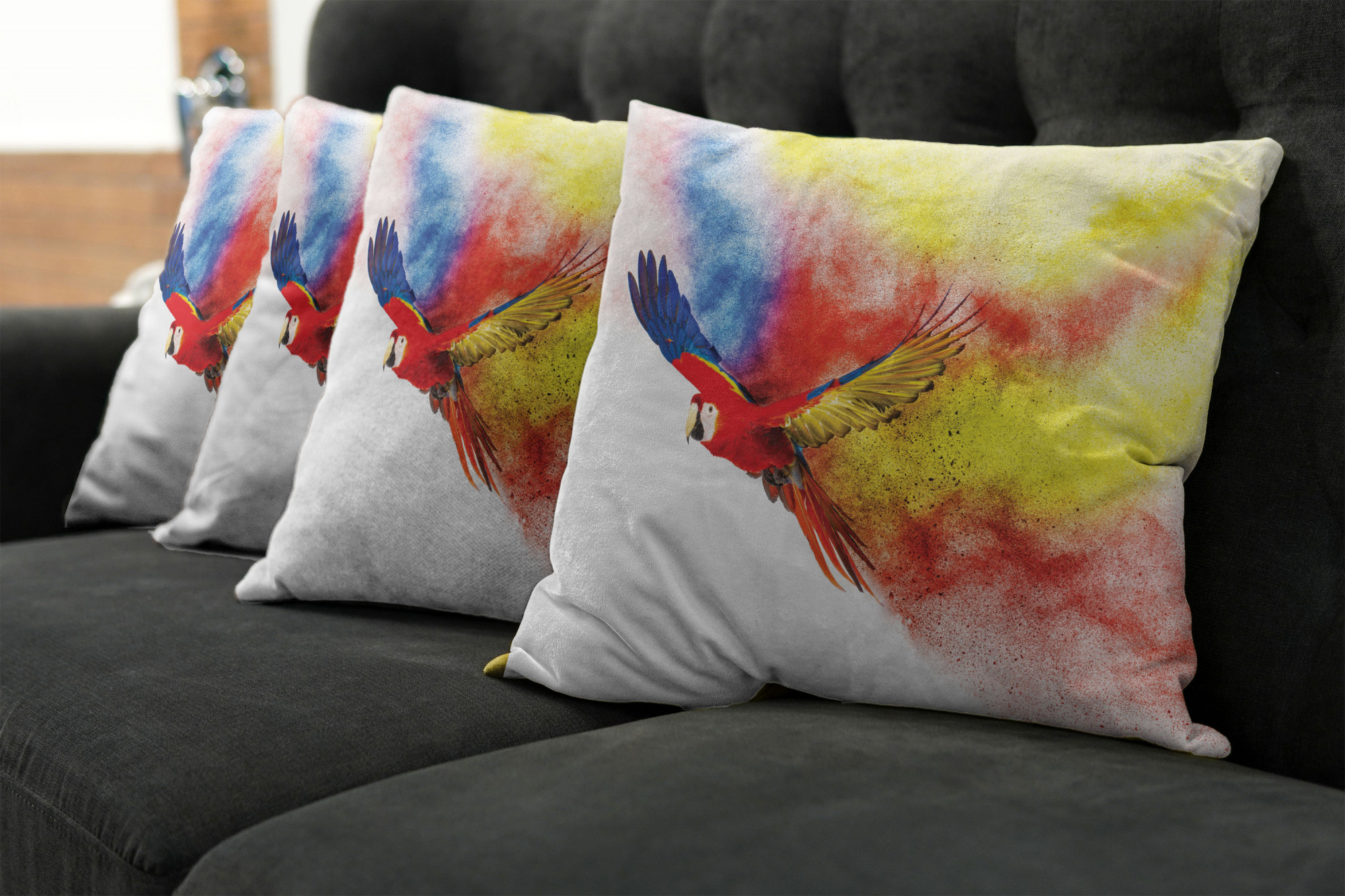 Ambesonne Colorful Theme Cushion Cover Set of 4 for Couch and Bed in 4 Sizes