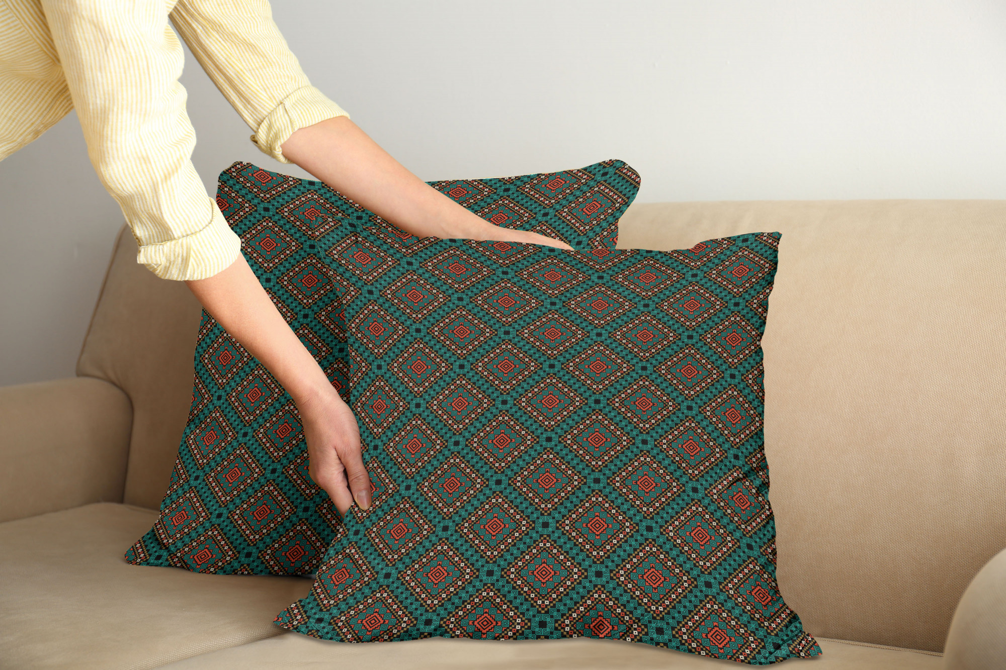 Ambesonne Ethnic Cushion Cover Set of 2 for Couch and Bed in 4 Sizes 