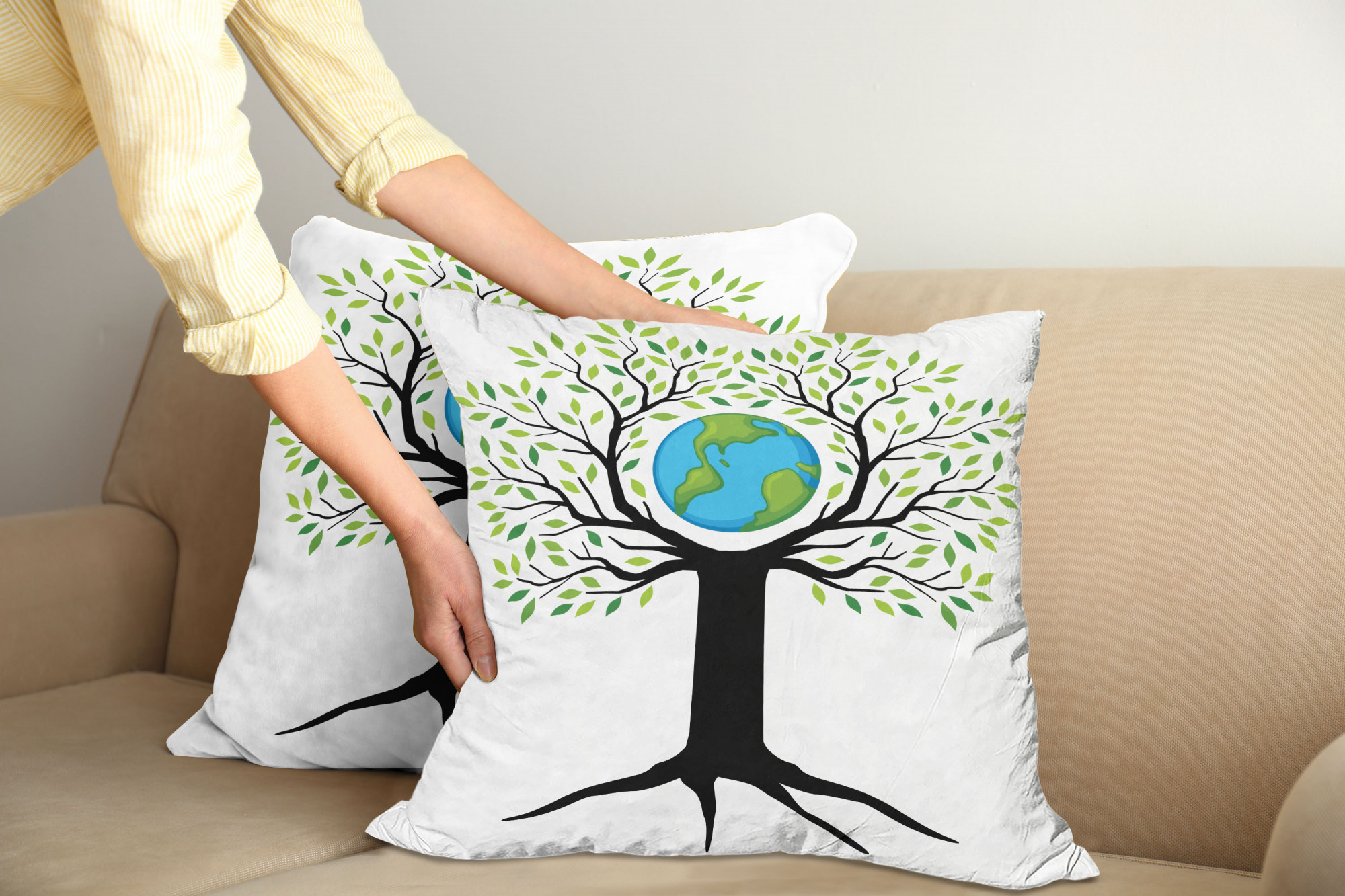 Ambesonne Tree Bloom Cushion Cover Set of 2 for Couch and Bed in 4 Sizes - Picture 68 of 220