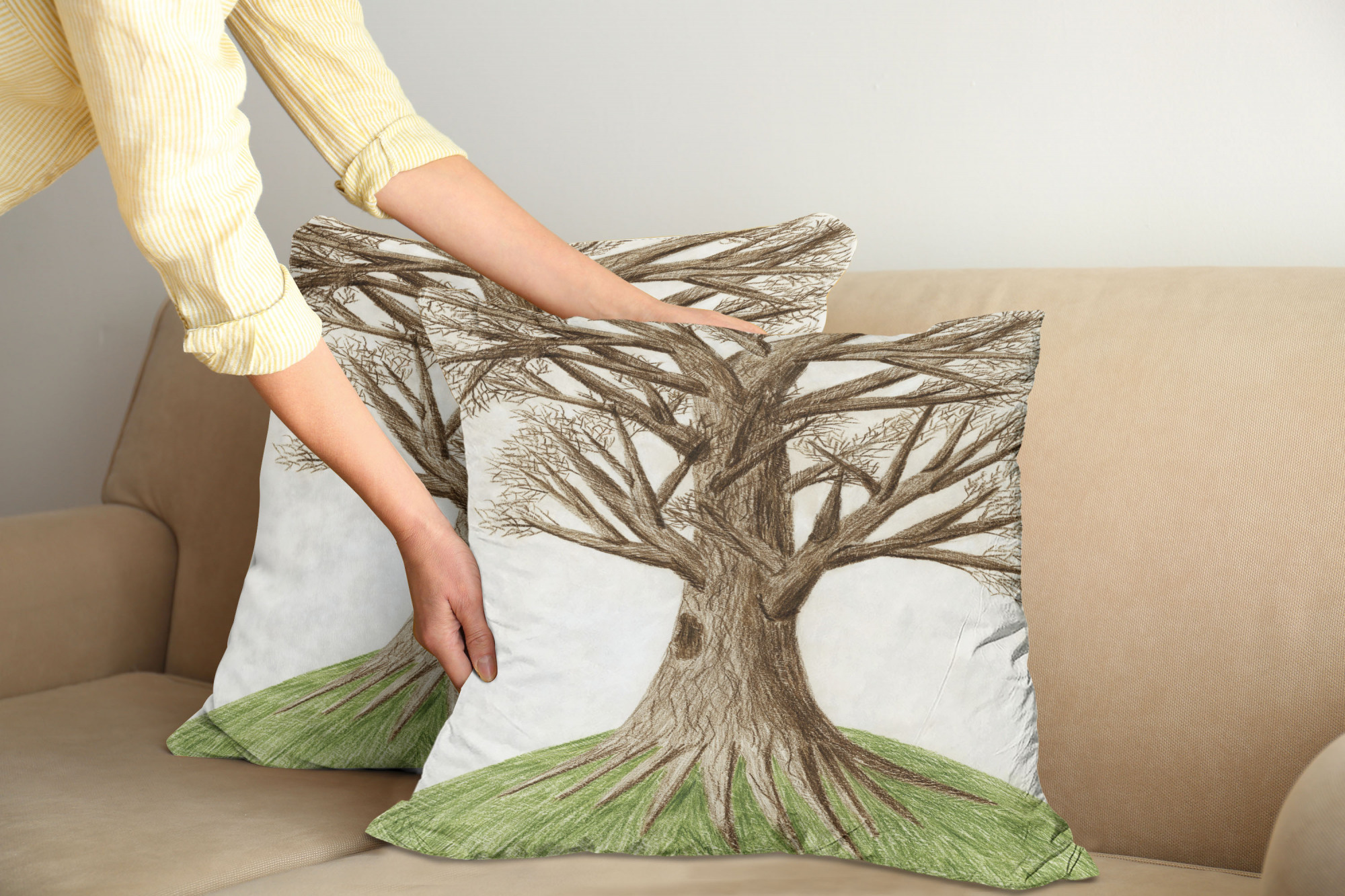 Ambesonne Tree Bloom Cushion Cover Set of 2 for Couch and Bed in 4 Sizes - Picture 175 of 220