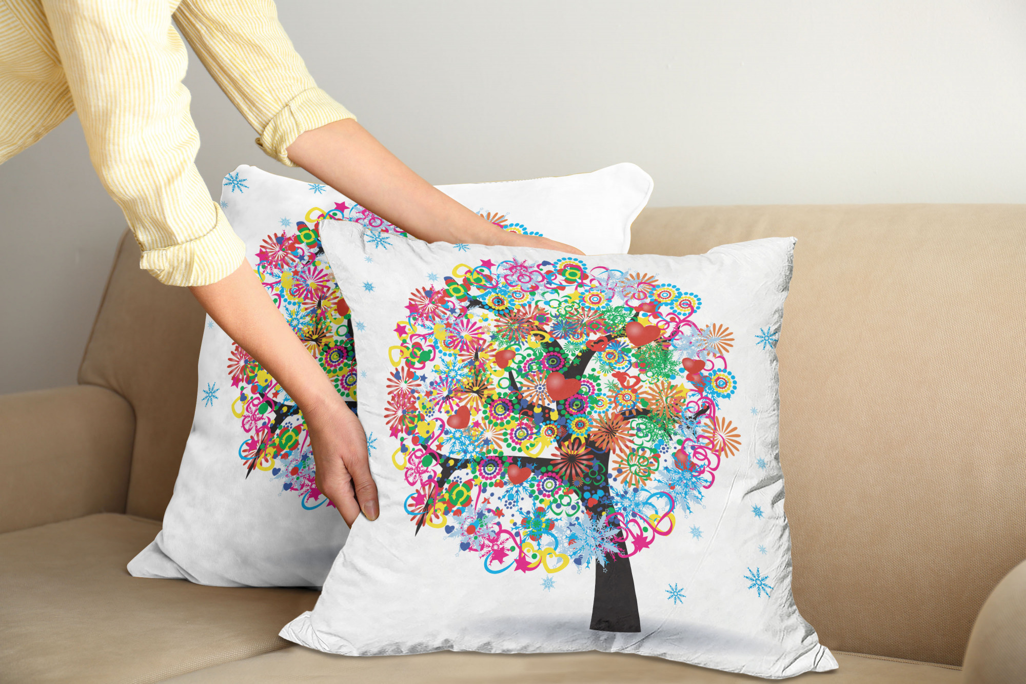 Ambesonne Tree Bloom Cushion Cover Set of 2 for Couch and Bed in 4 Sizes - Picture 14 of 220