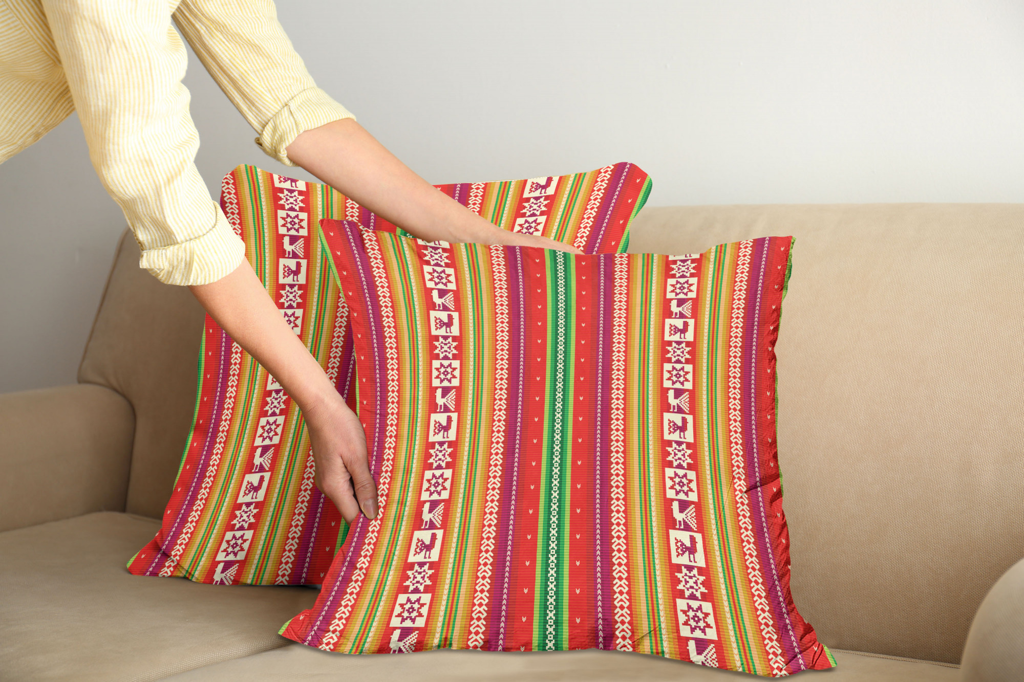 Ambesonne Colorful Theme Cushion Cover Set of 2 for Couch and Bed in 4 Sizes