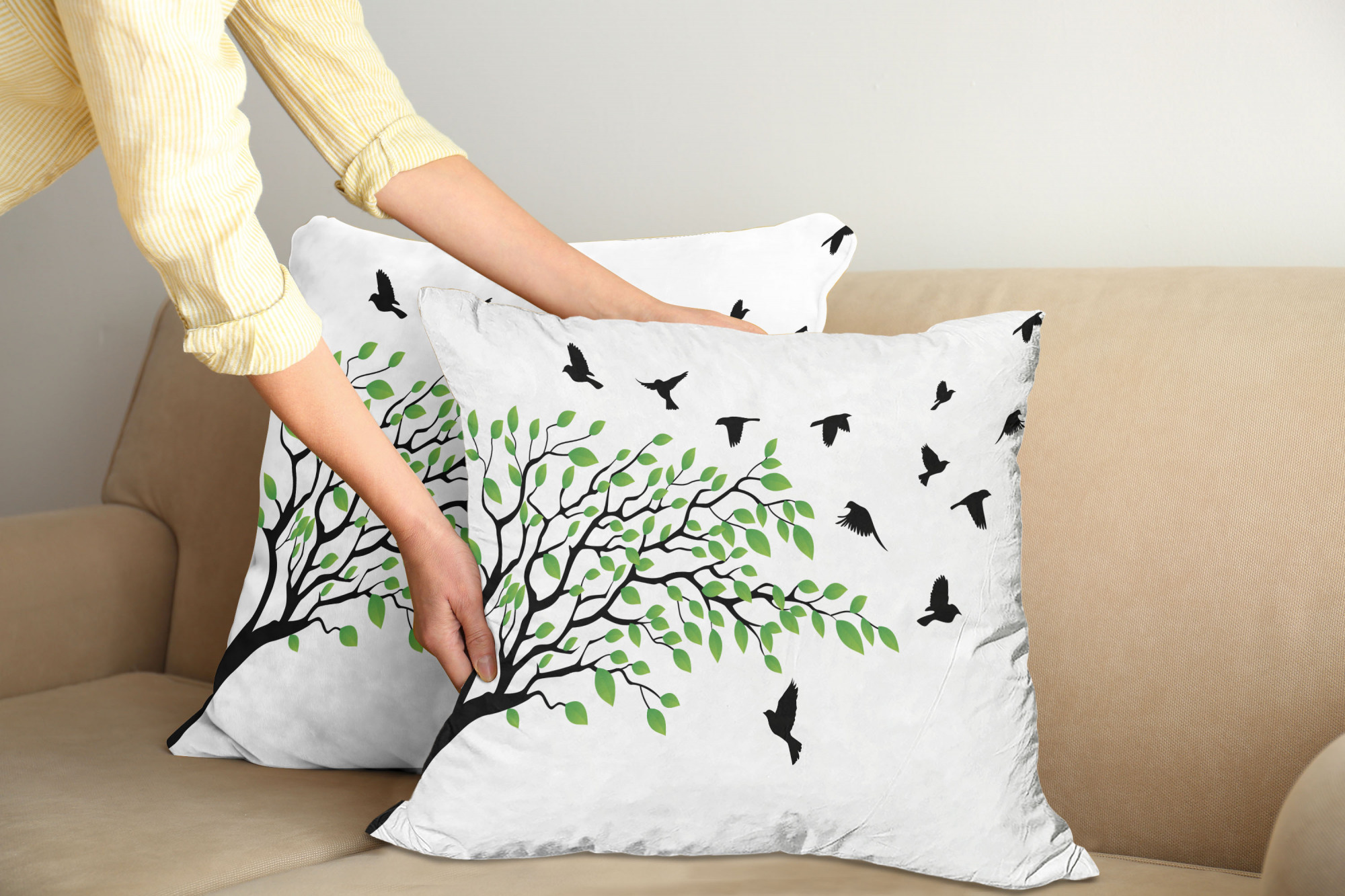 Ambesonne Tree Bloom Cushion Cover Set of 2 for Couch and Bed in 4 Sizes - Picture 56 of 220