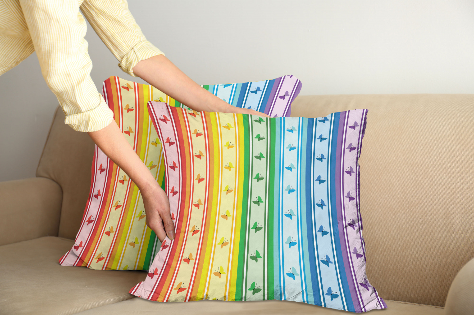 Ambesonne Colorful Theme Cushion Cover Set of 2 for Couch and Bed in 4 Sizes