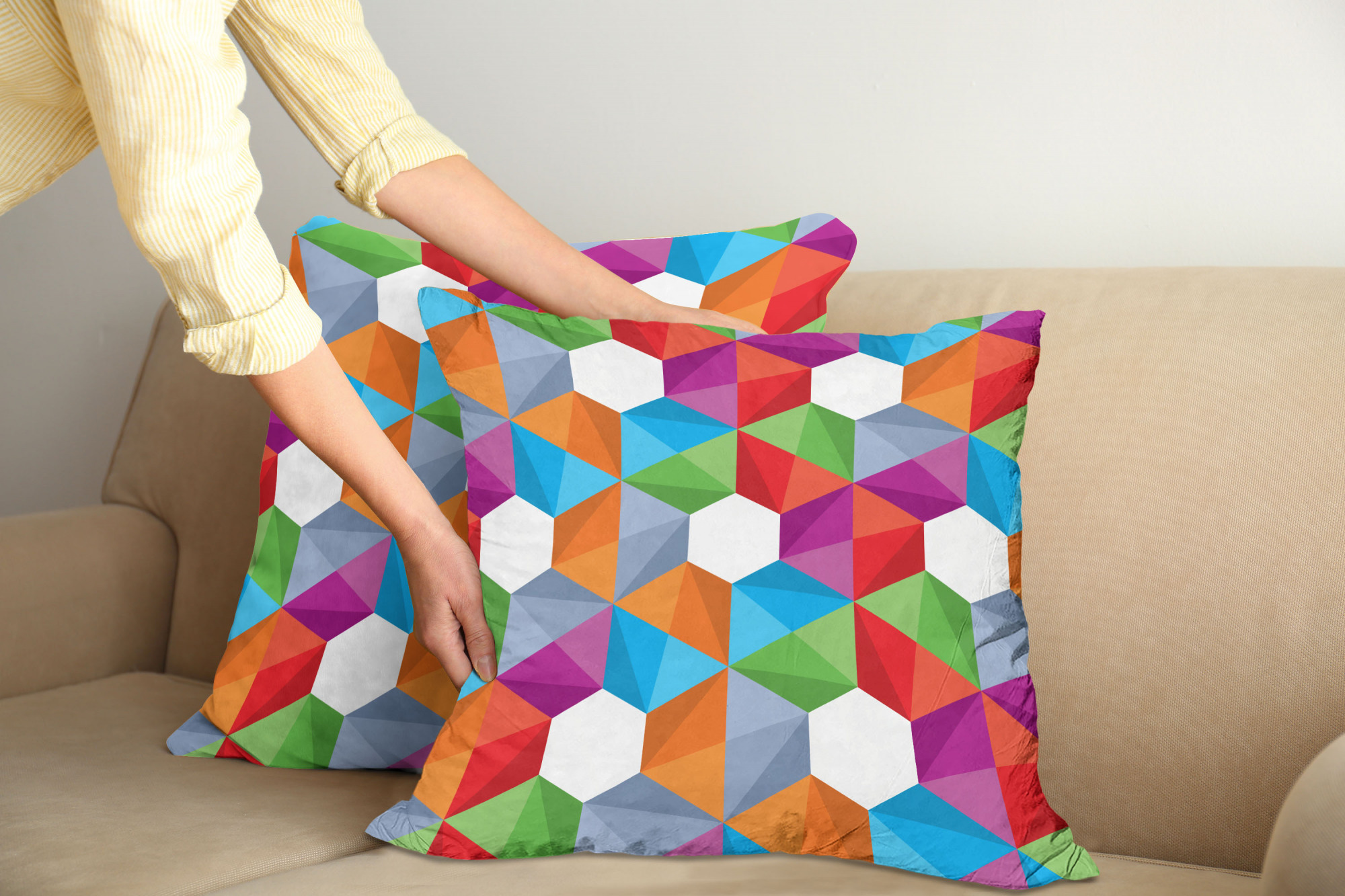 Ambesonne Colorful Theme Cushion Cover Set of 2 for Couch and Bed in 4 Sizes