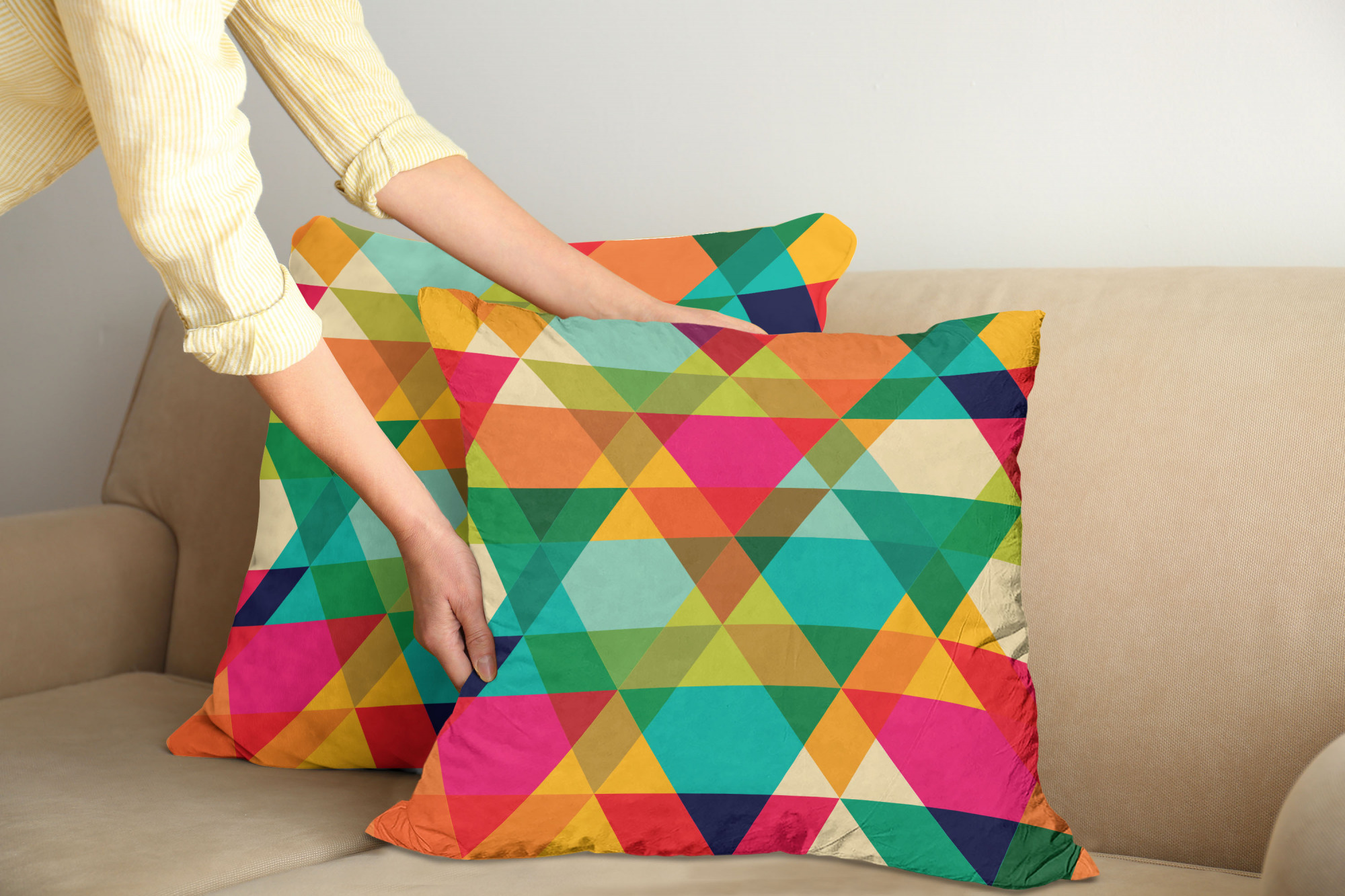 Ambesonne Colorful Theme Cushion Cover Set of 2 for Couch and Bed in 4 Sizes