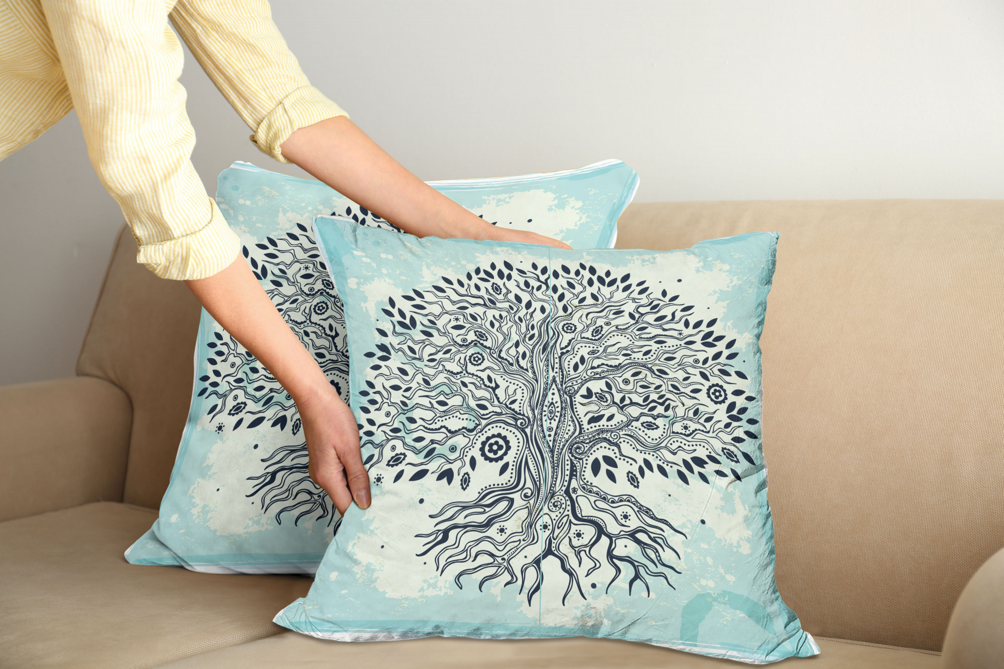 Ambesonne Tree Bloom Cushion Cover Set of 2 for Couch and Bed in 4 Sizes - Picture 43 of 220