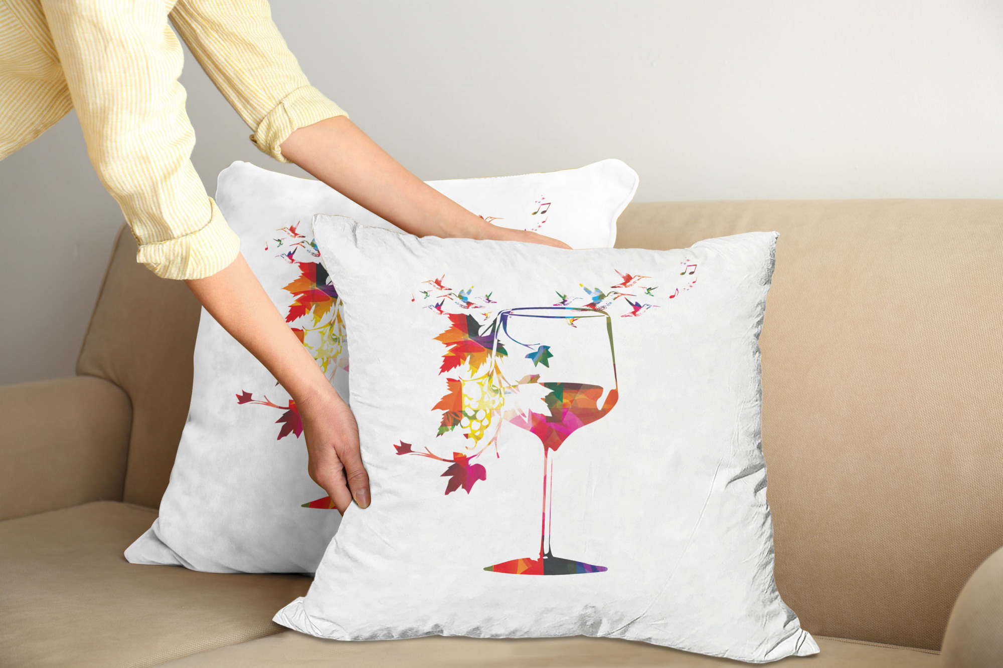 Ambesonne Colorful Theme Cushion Cover Set of 2 for Couch and Bed in 4 Sizes