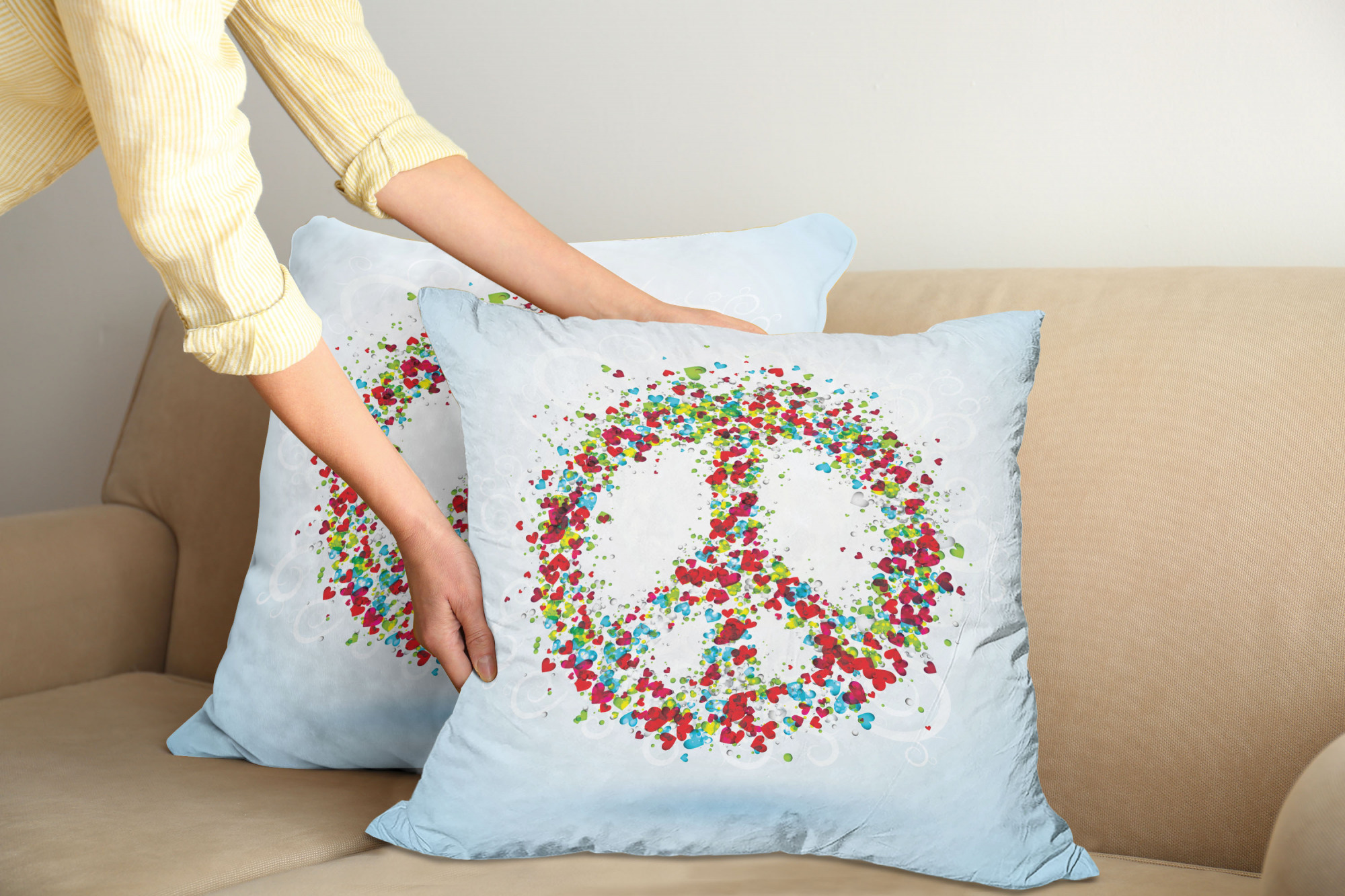 Ambesonne Colorful Theme Cushion Cover Set of 2 for Couch and Bed in 4 Sizes