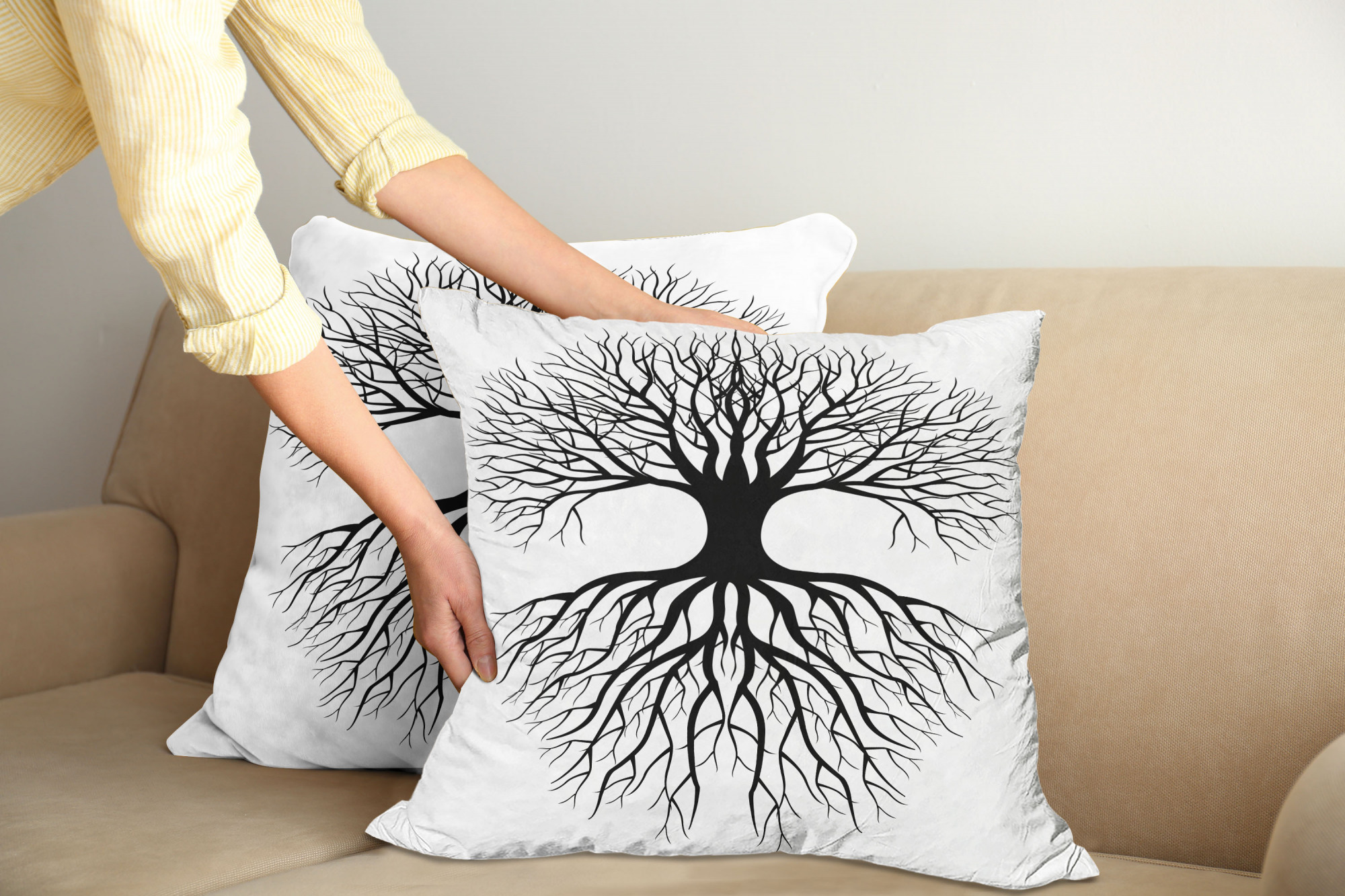 Ambesonne Tree Bloom Cushion Cover Set of 2 for Couch and Bed in 4 Sizes - Picture 167 of 220