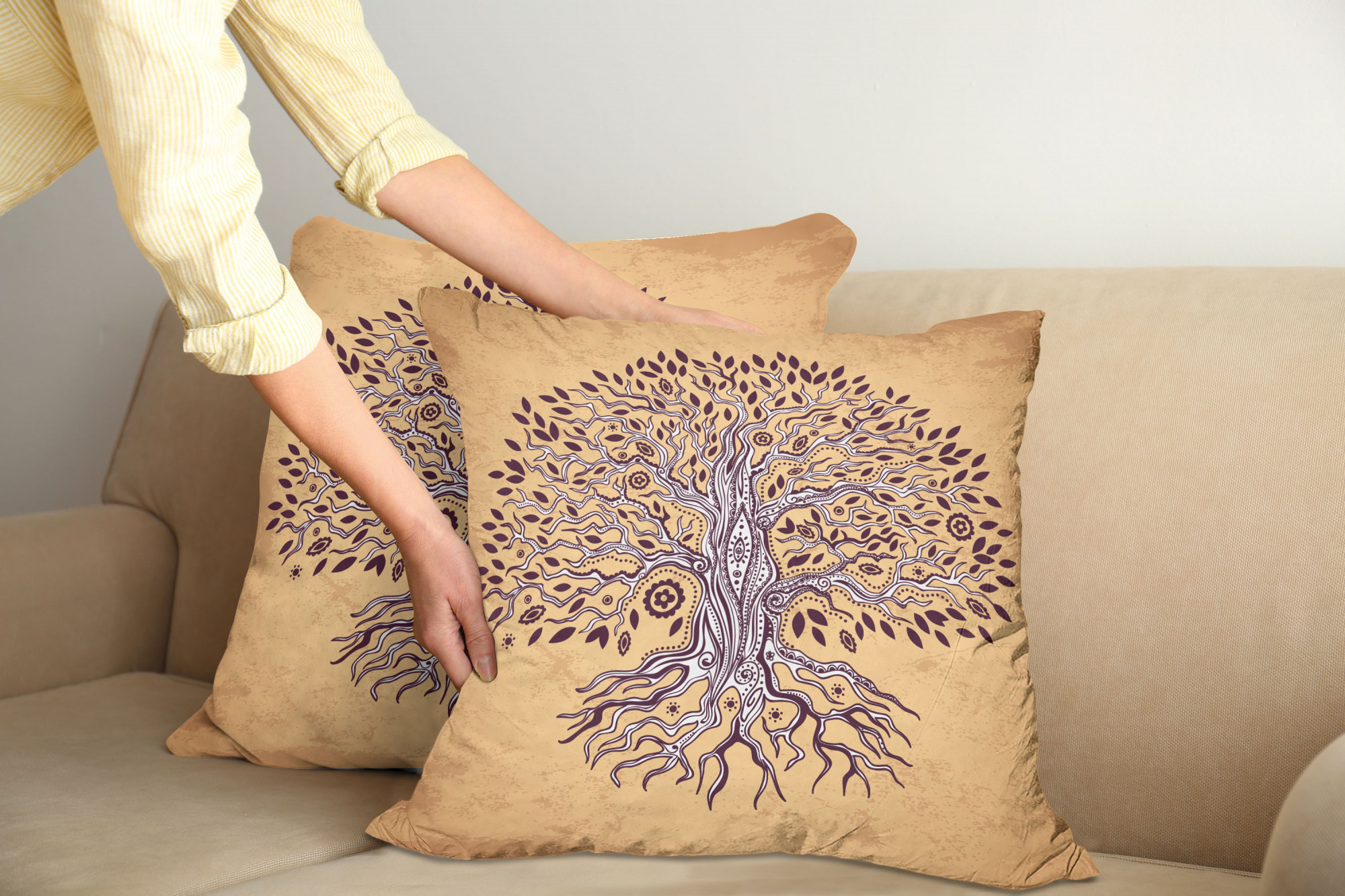 Ambesonne Tree Bloom Cushion Cover Set of 2 for Couch and Bed in 4 Sizes - Picture 208 of 220