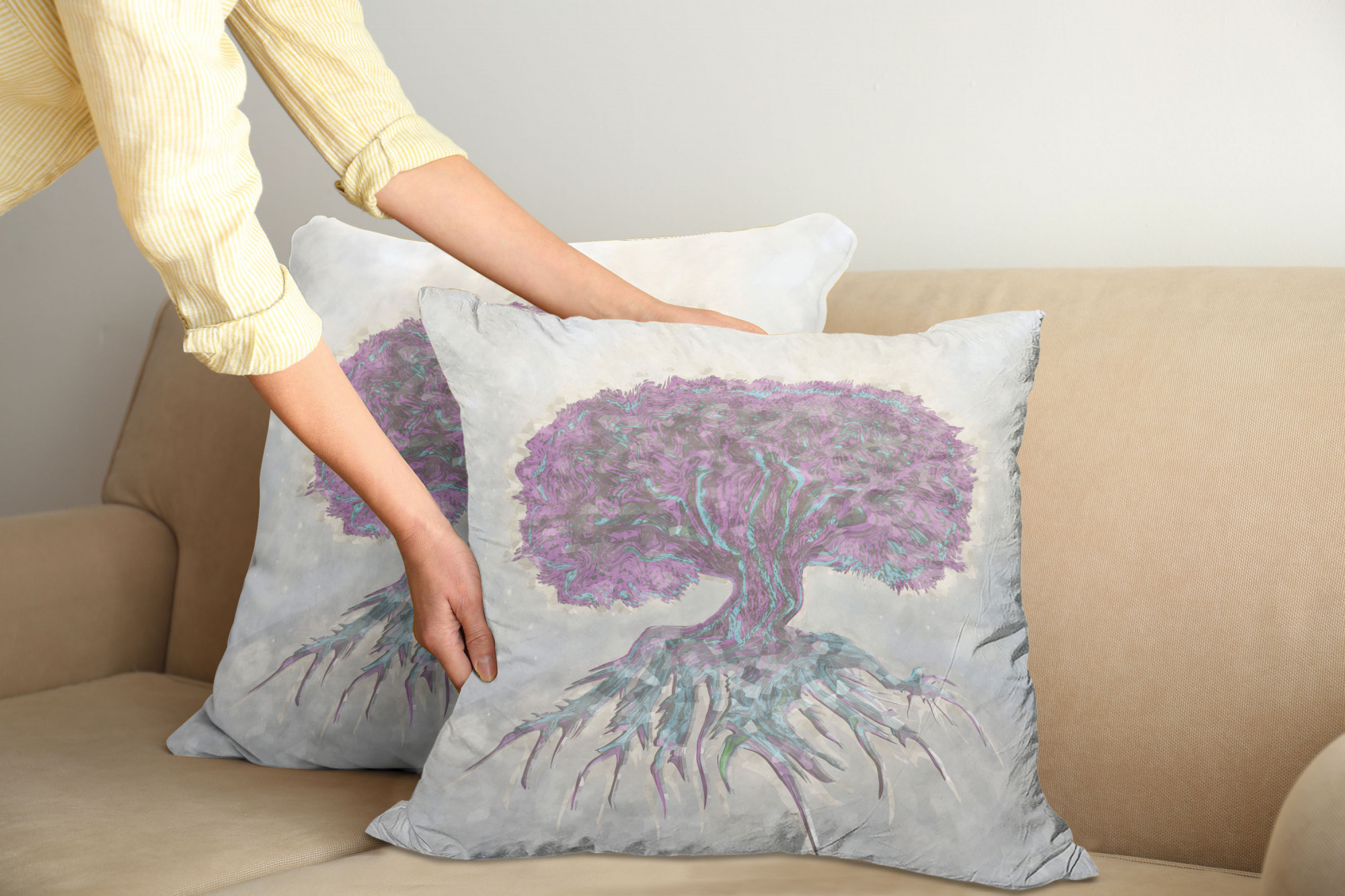 Ambesonne Tree Bloom Cushion Cover Set of 2 for Couch and Bed in 4 Sizes - Picture 216 of 220