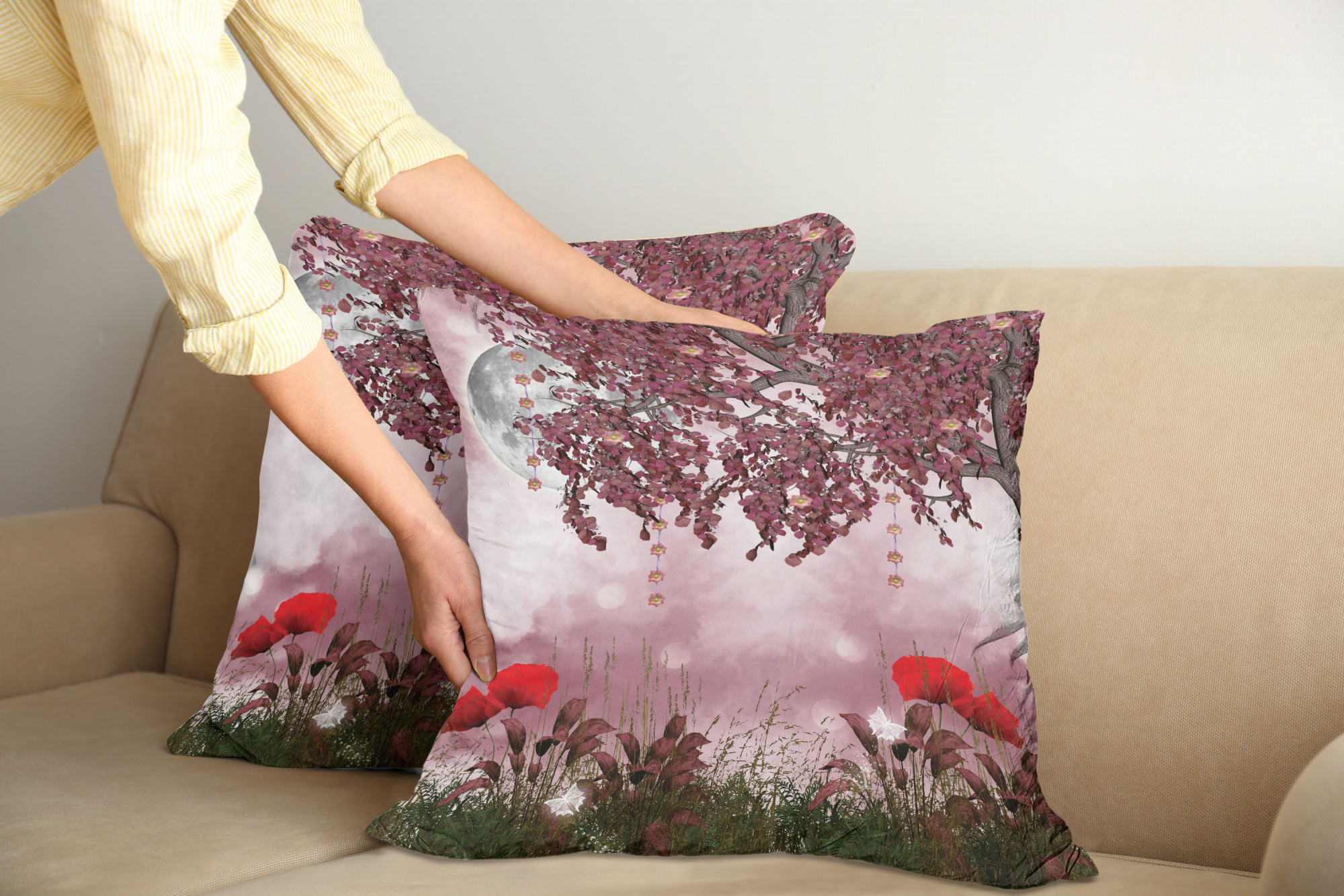 Ambesonne Tree Bloom Cushion Cover Set of 2 for Couch and Bed in 4 Sizes - Picture 47 of 220