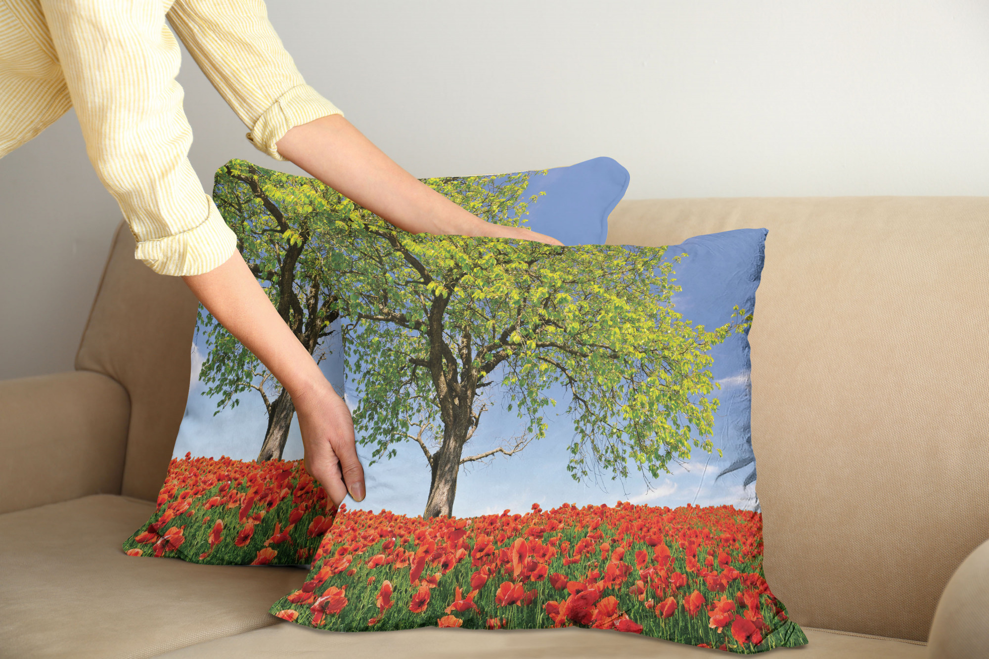 Ambesonne Tree Bloom Cushion Cover Set of 2 for Couch and Bed in 4 Sizes - Picture 184 of 220