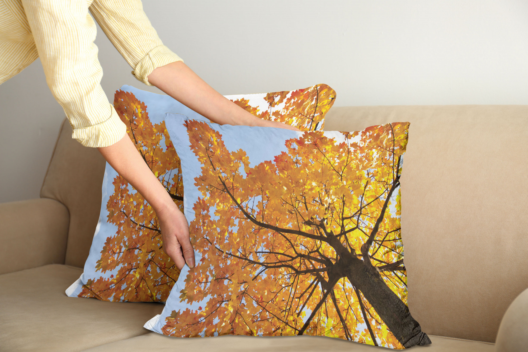 Ambesonne Tree Bloom Cushion Cover Set of 2 for Couch and Bed in 4 Sizes - Picture 98 of 220