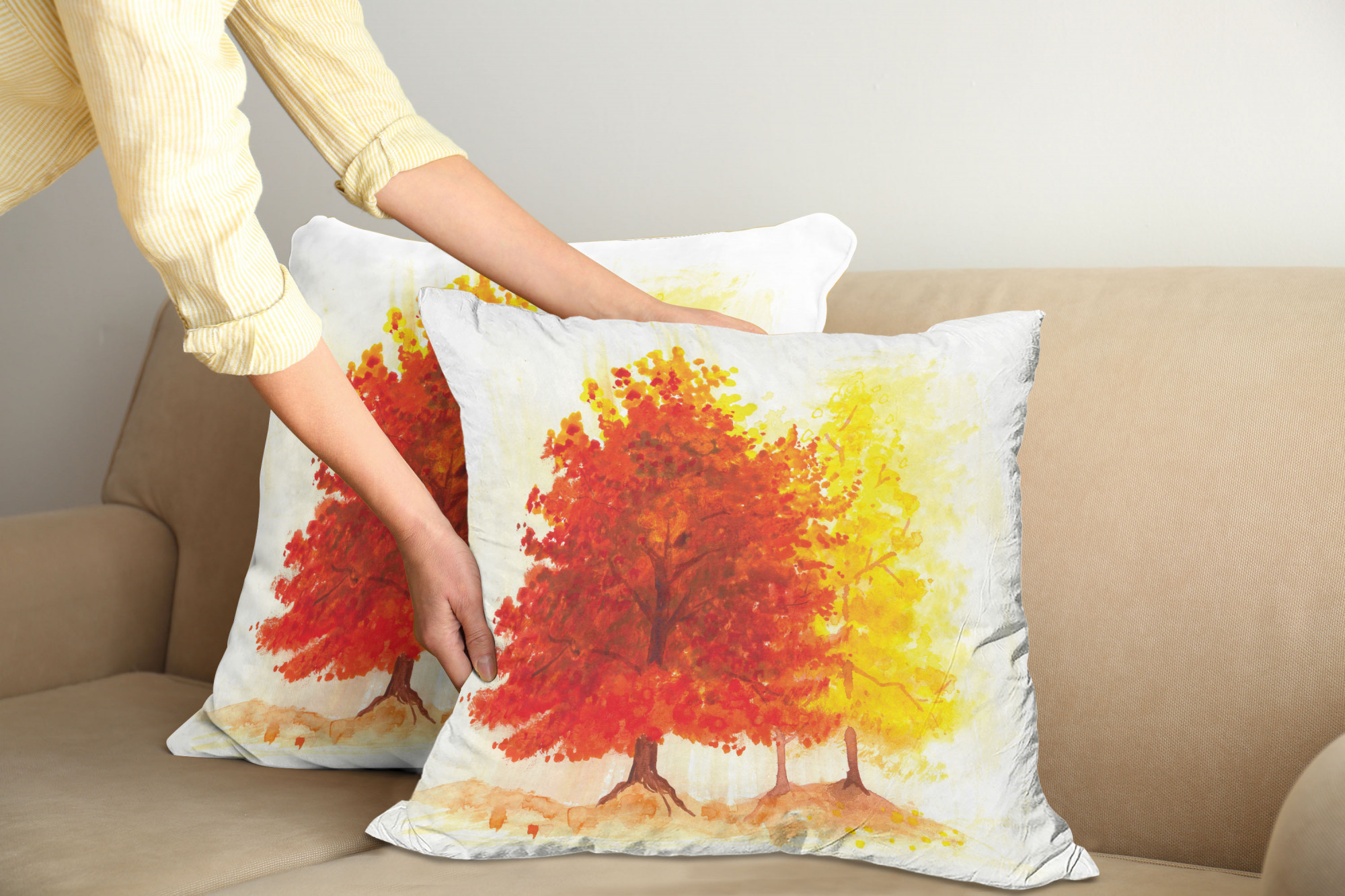 Ambesonne Tree Bloom Cushion Cover Set of 2 for Couch and Bed in 4 Sizes - Picture 51 of 220
