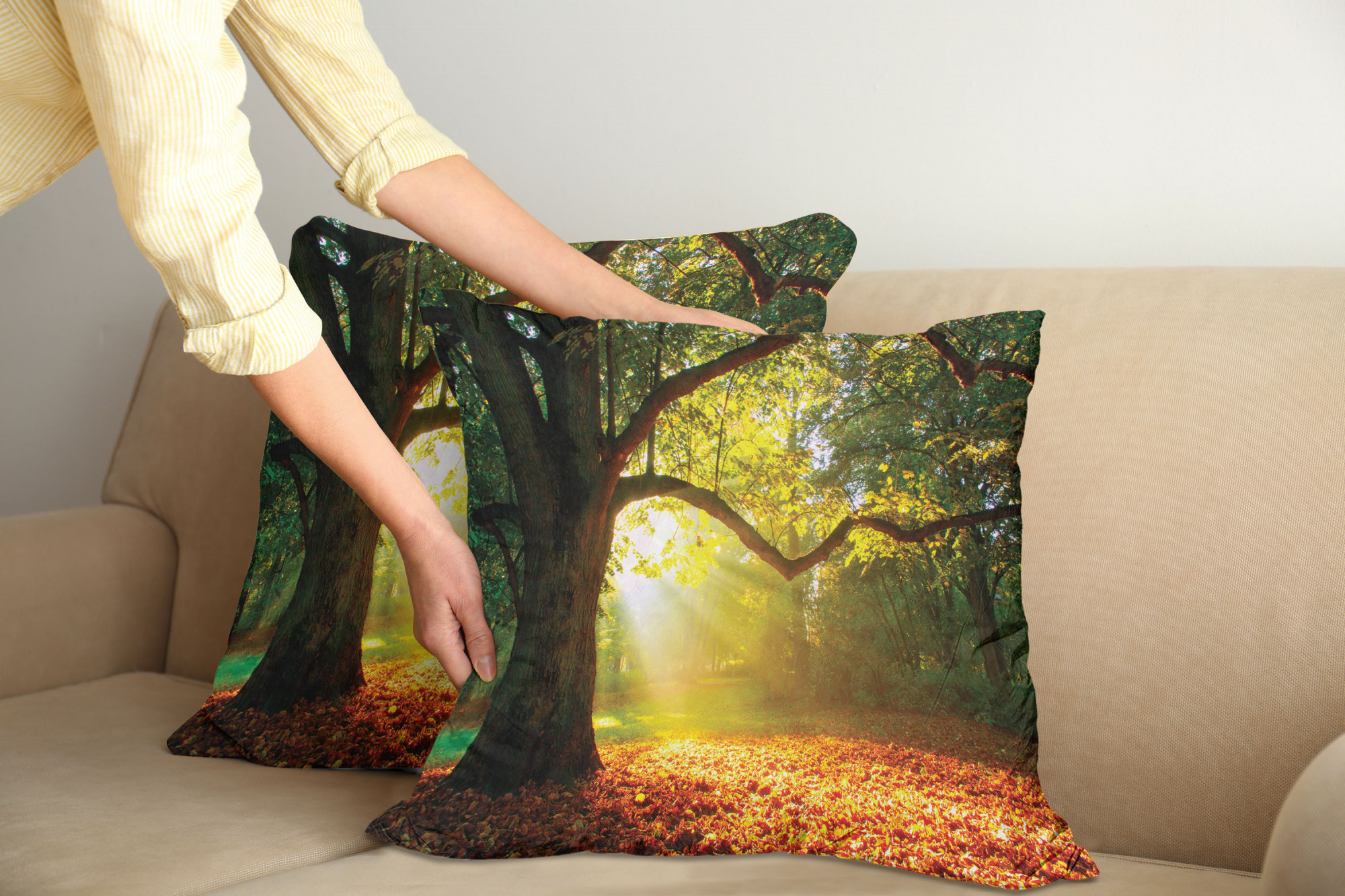 Ambesonne Tree Bloom Cushion Cover Set of 2 for Couch and Bed in 4 Sizes - Picture 119 of 220