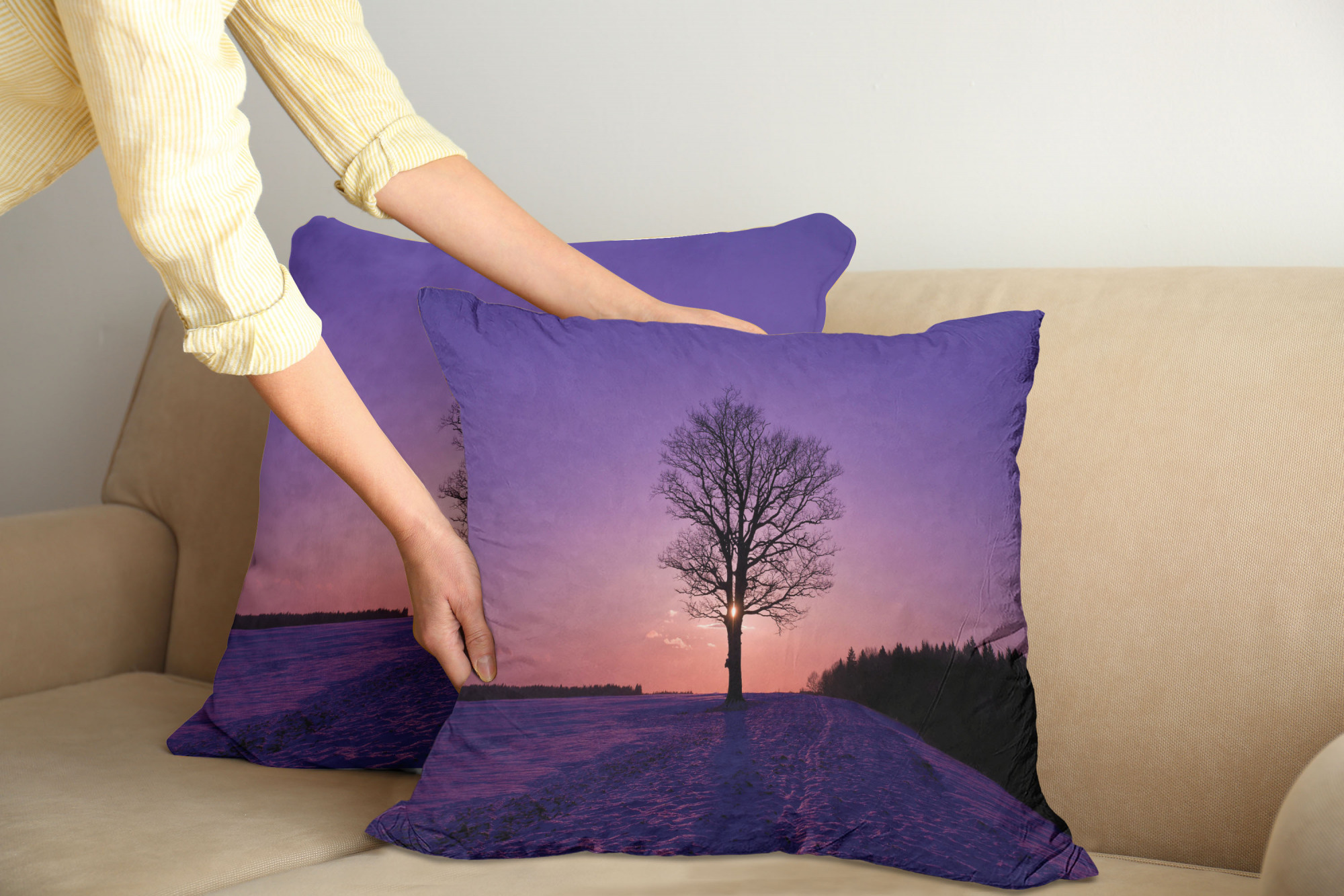 Ambesonne Tree Bloom Cushion Cover Set of 2 for Couch and Bed in 4 Sizes - Picture 123 of 220