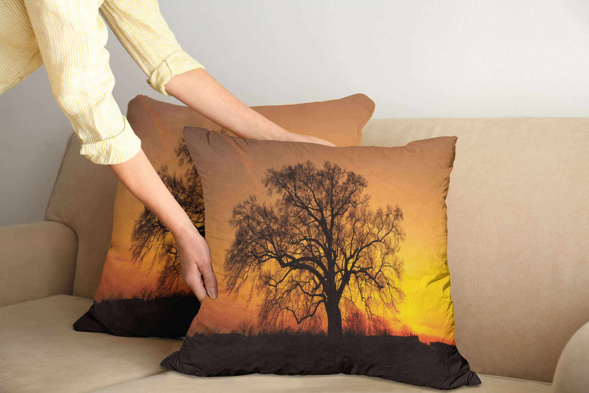 Ambesonne Tree Bloom Cushion Cover Set of 2 for Couch and Bed in 4 Sizes - Picture 127 of 220