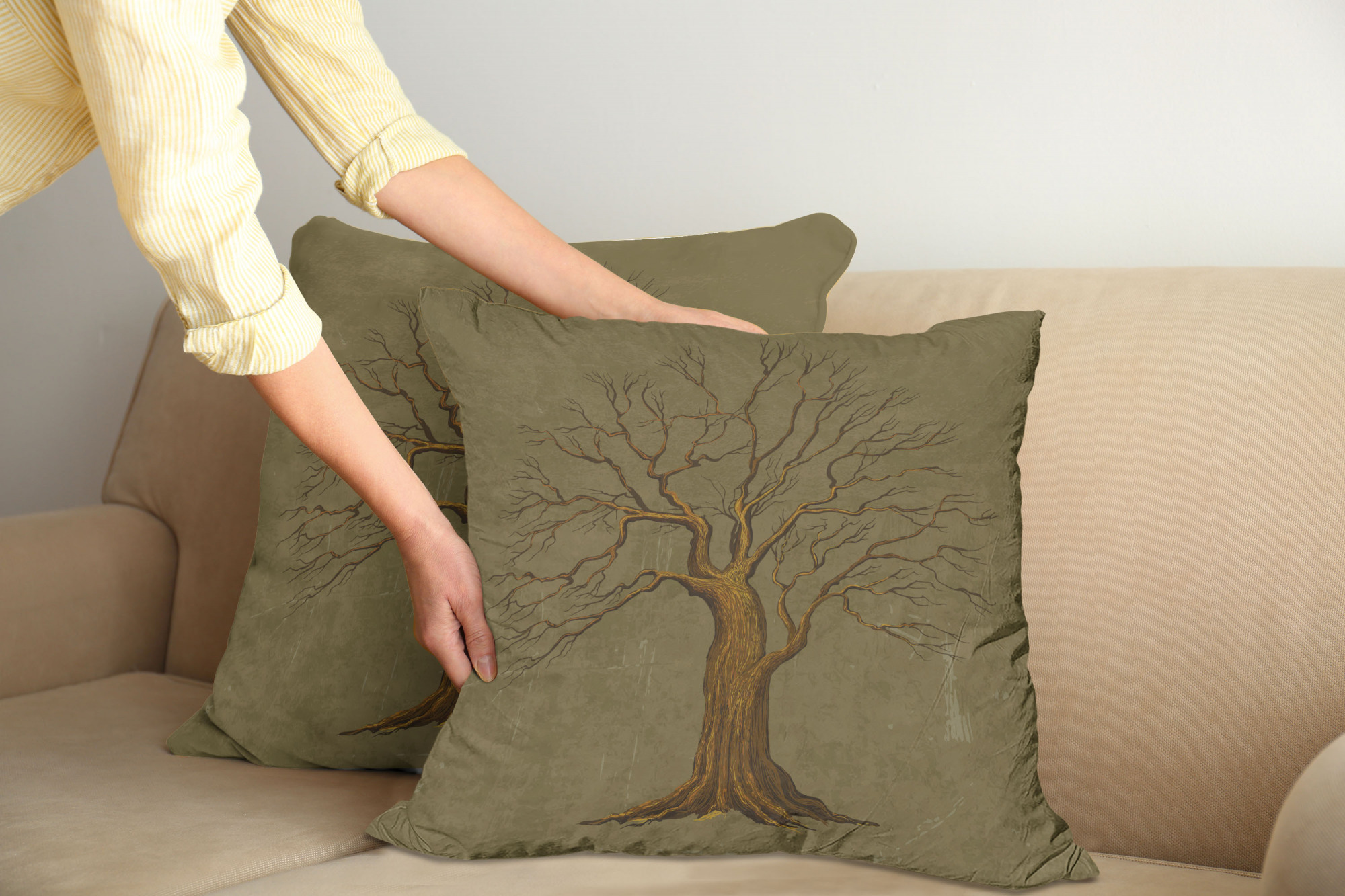 Ambesonne Tree Bloom Cushion Cover Set of 2 for Couch and Bed in 4 Sizes - Picture 131 of 220