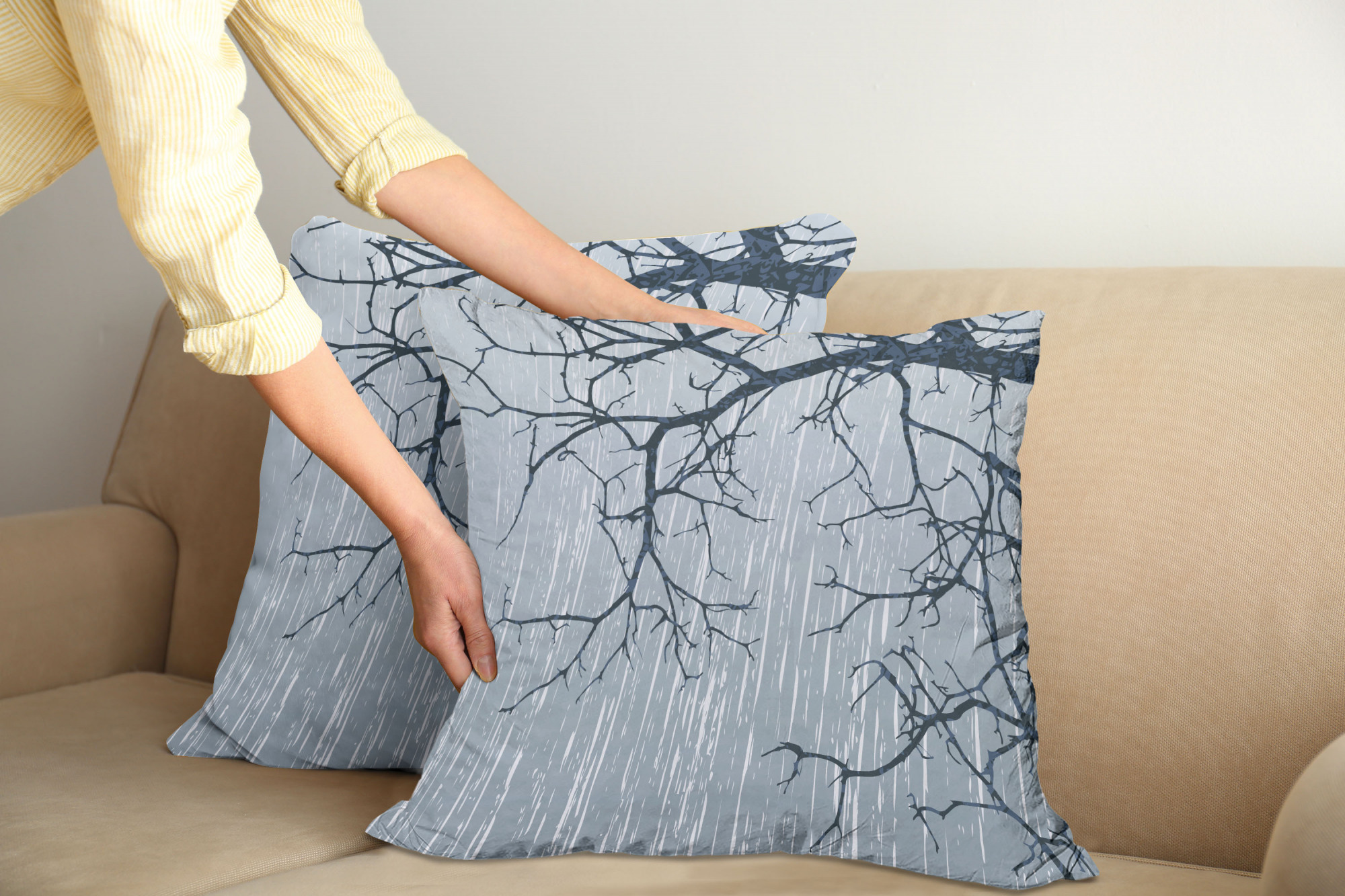 Ambesonne Tree Bloom Cushion Cover Set of 2 for Couch and Bed in 4 Sizes - Picture 155 of 220