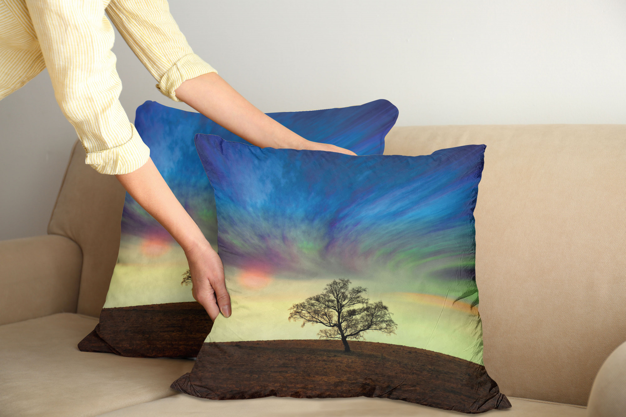 Ambesonne Tree Bloom Cushion Cover Set of 2 for Couch and Bed in 4 Sizes - Picture 196 of 220