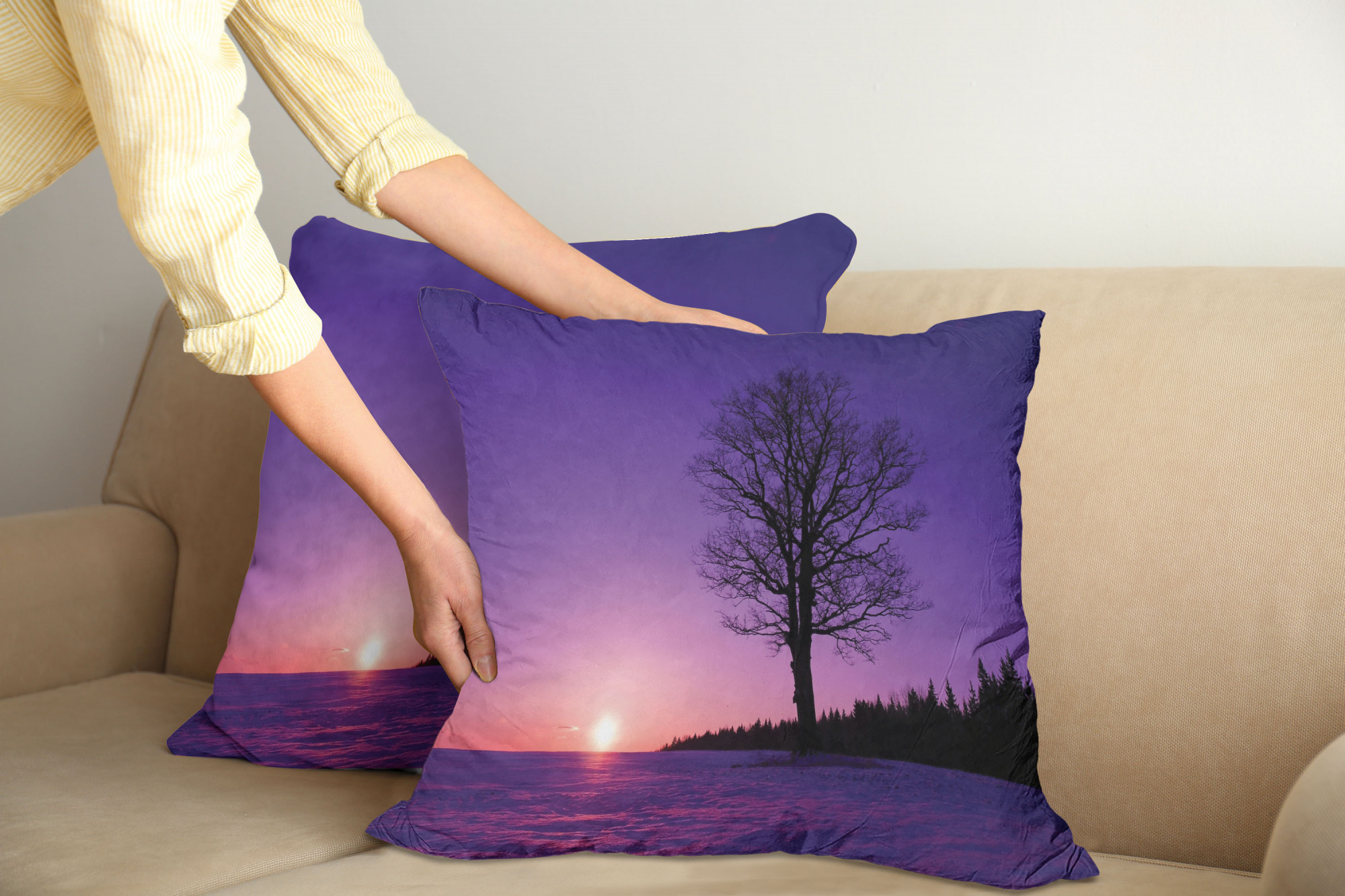 Ambesonne Tree Bloom Cushion Cover Set of 2 for Couch and Bed in 4 Sizes - Picture 192 of 220