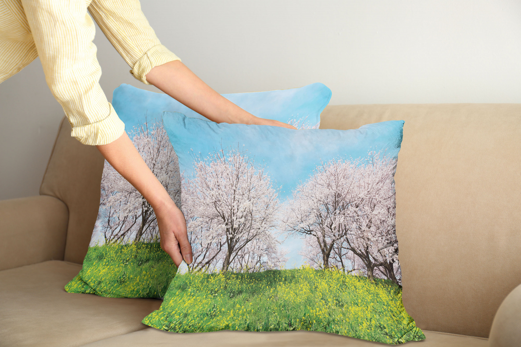 Ambesonne Tree Bloom Cushion Cover Set of 2 for Couch and Bed in 4 Sizes - Picture 77 of 220