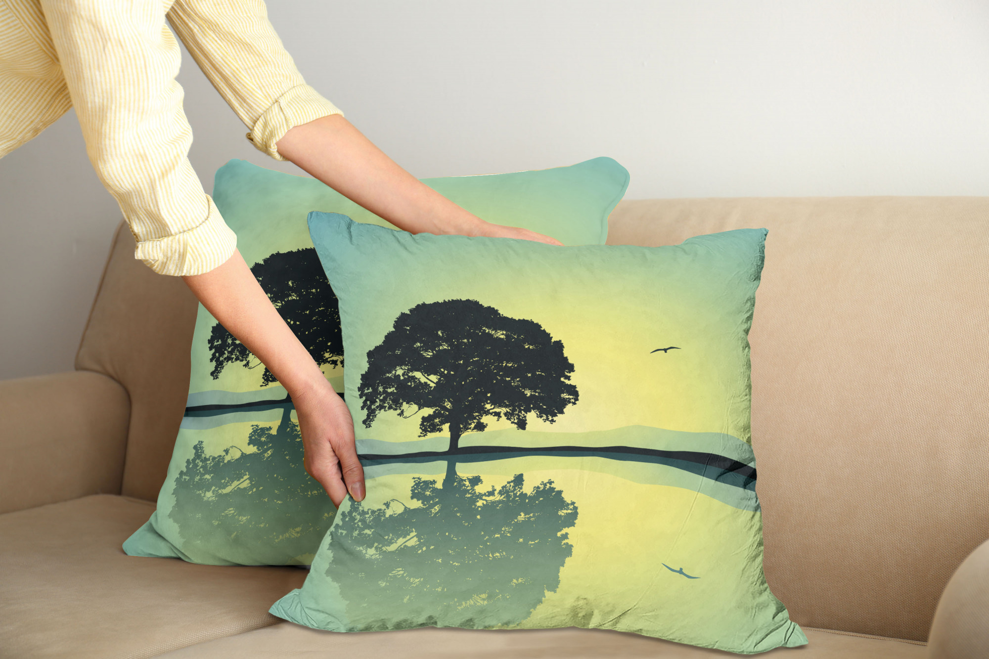 Ambesonne Tree Bloom Cushion Cover Set of 2 for Couch and Bed in 4 Sizes - Picture 163 of 220