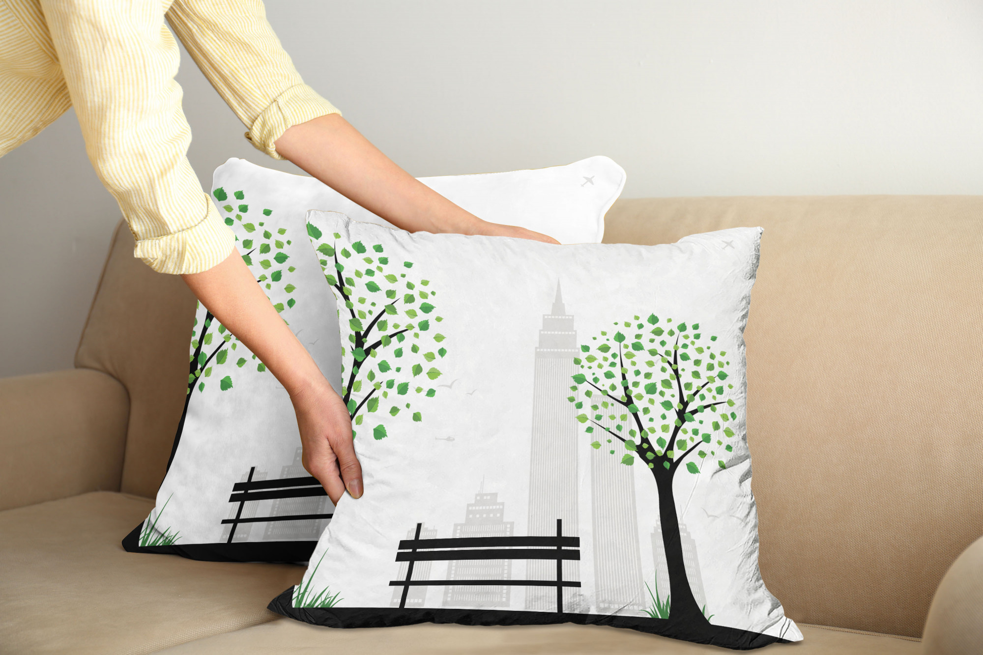 Ambesonne Tree Bloom Cushion Cover Set of 2 for Couch and Bed in 4 Sizes - Picture 204 of 220
