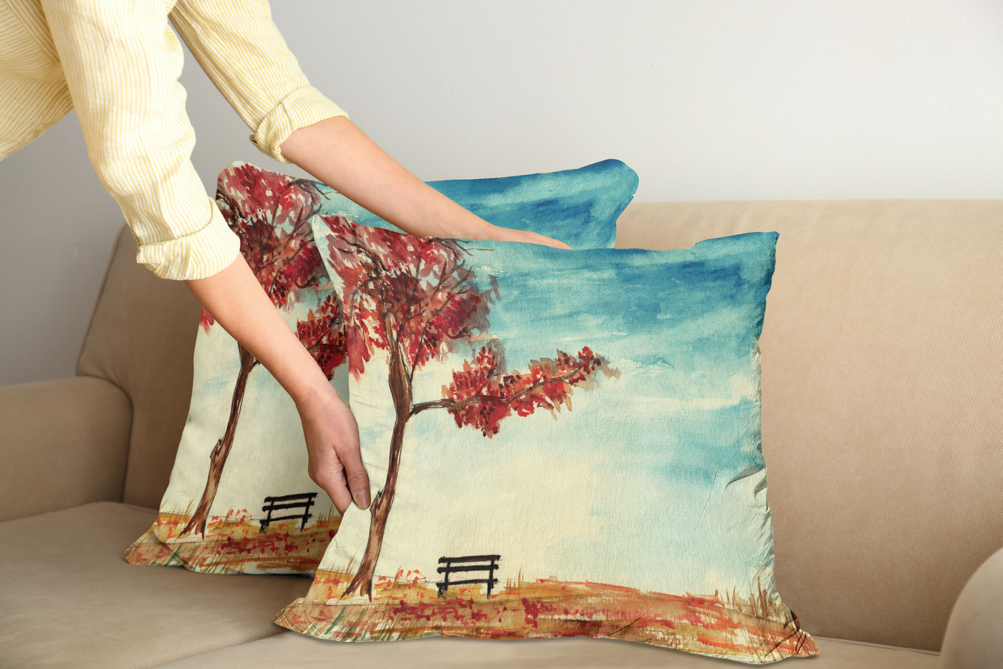 Ambesonne Tree Bloom Cushion Cover Set of 2 for Couch and Bed in 4 Sizes - Picture 212 of 220