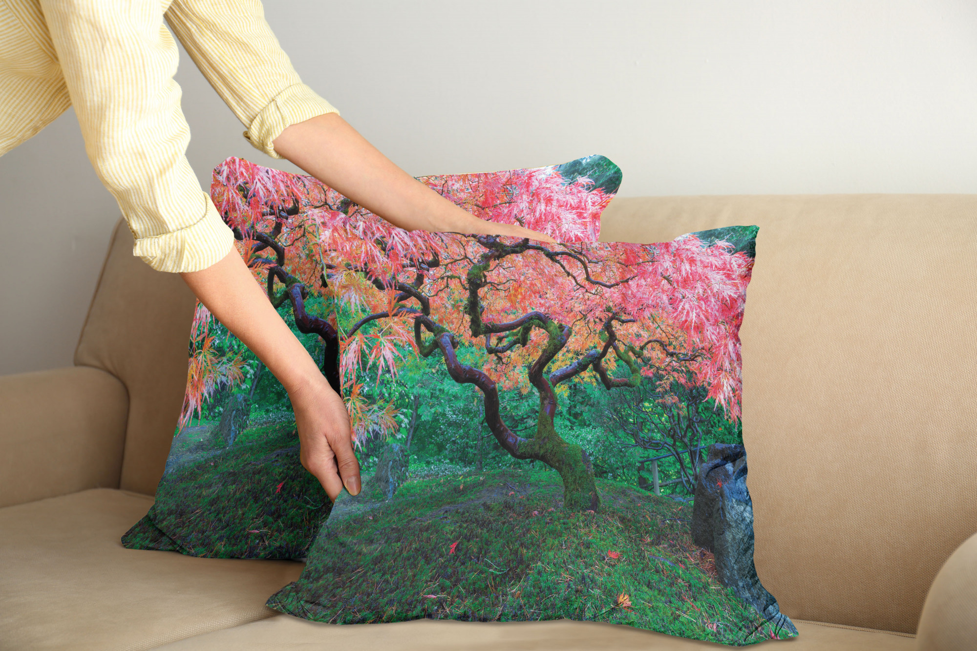 Ambesonne Tree Bloom Cushion Cover Set of 2 for Couch and Bed in 4 Sizes - Picture 159 of 220