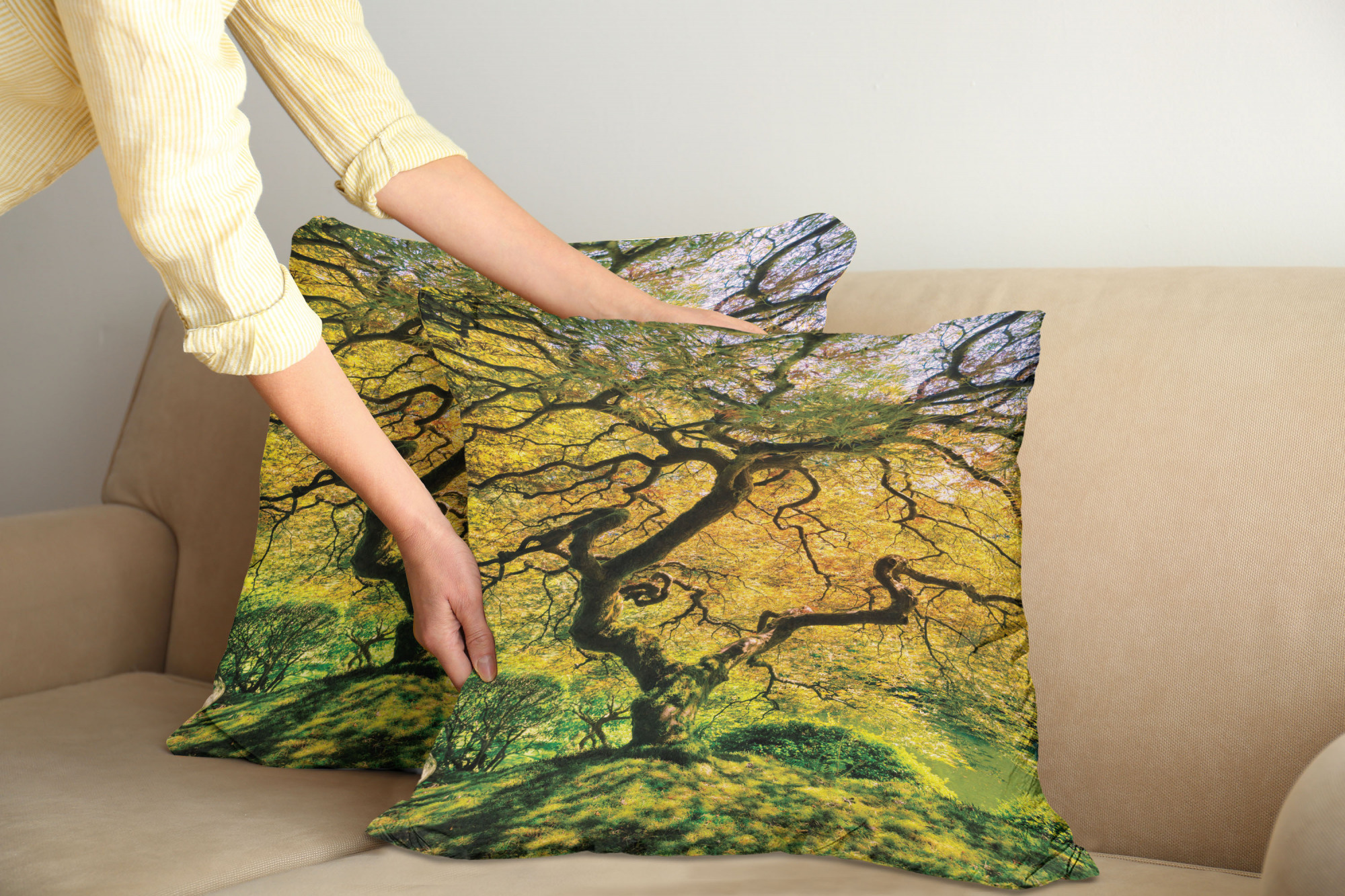 Ambesonne Tree Bloom Cushion Cover Set of 2 for Couch and Bed in 4 Sizes - Picture 81 of 220
