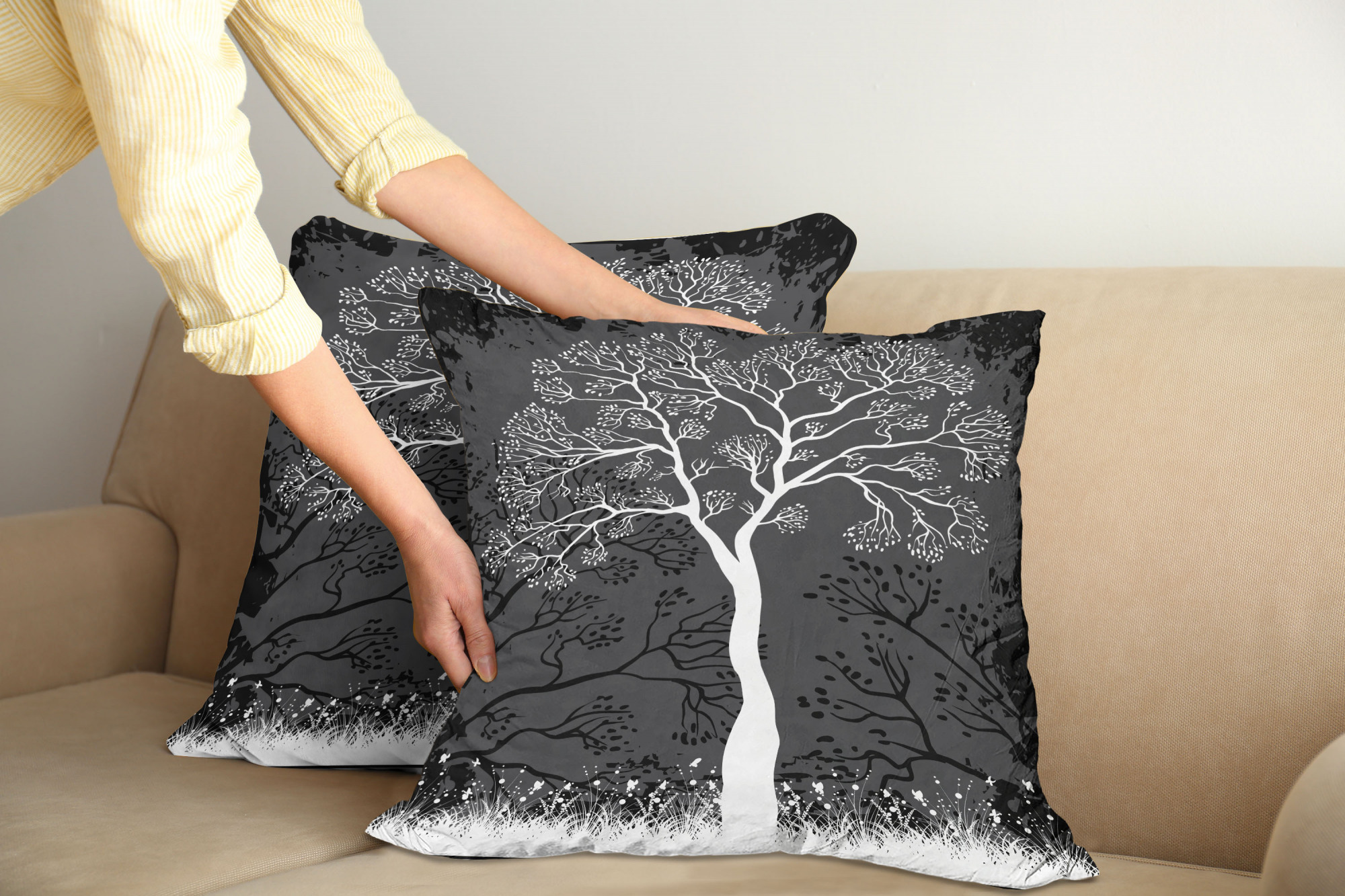 Ambesonne Tree Bloom Cushion Cover Set of 2 for Couch and Bed in 4 Sizes - Picture 106 of 220