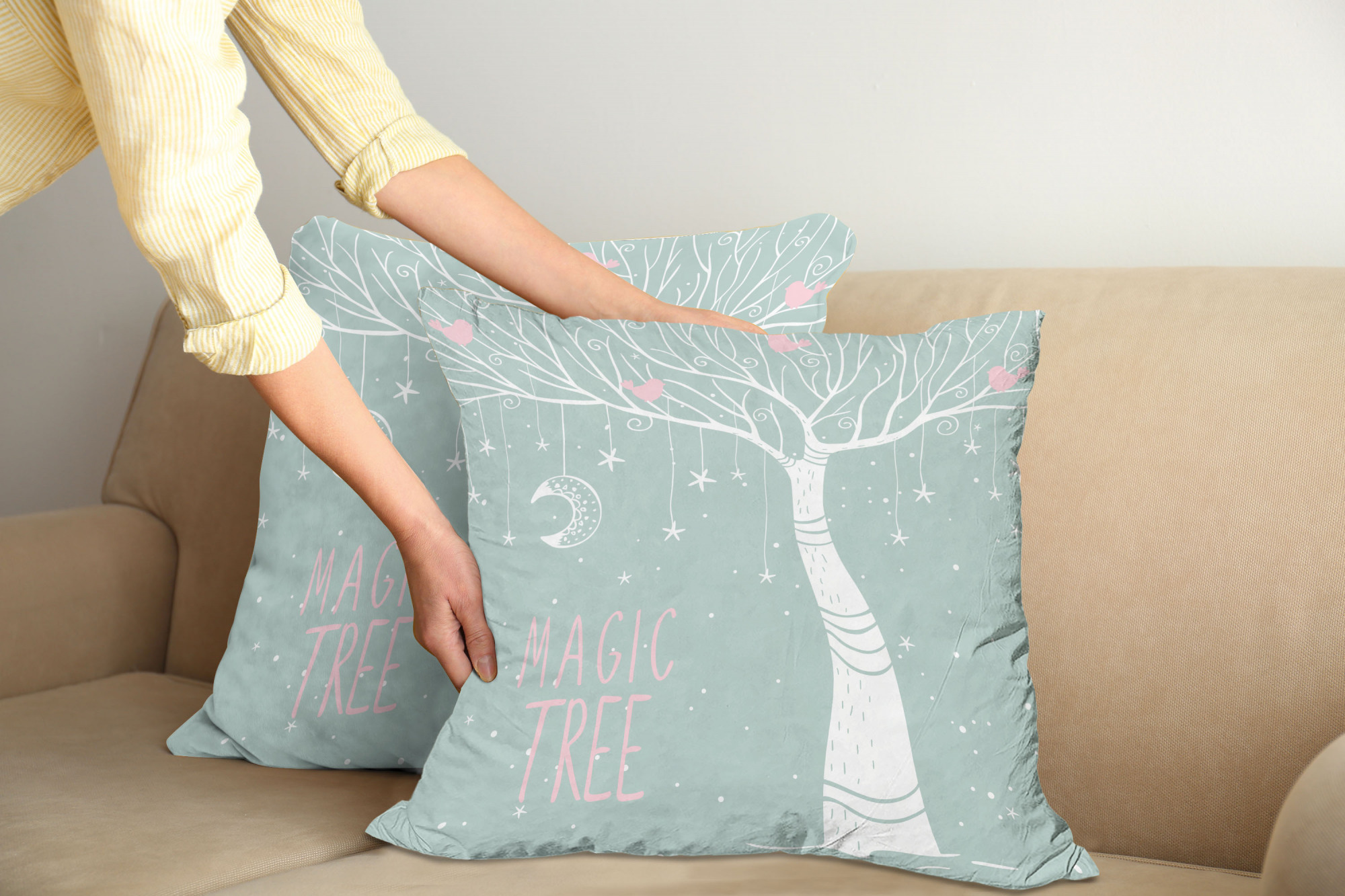 Ambesonne Tree Bloom Cushion Cover Set of 2 for Couch and Bed in 4 Sizes - Picture 188 of 220