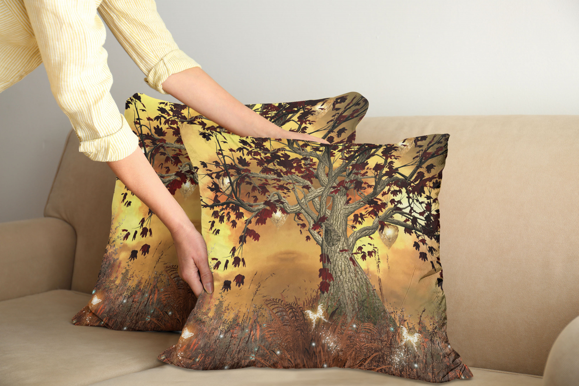 Ambesonne Tree Bloom Cushion Cover Set of 2 for Couch and Bed in 4 Sizes - Picture 200 of 220
