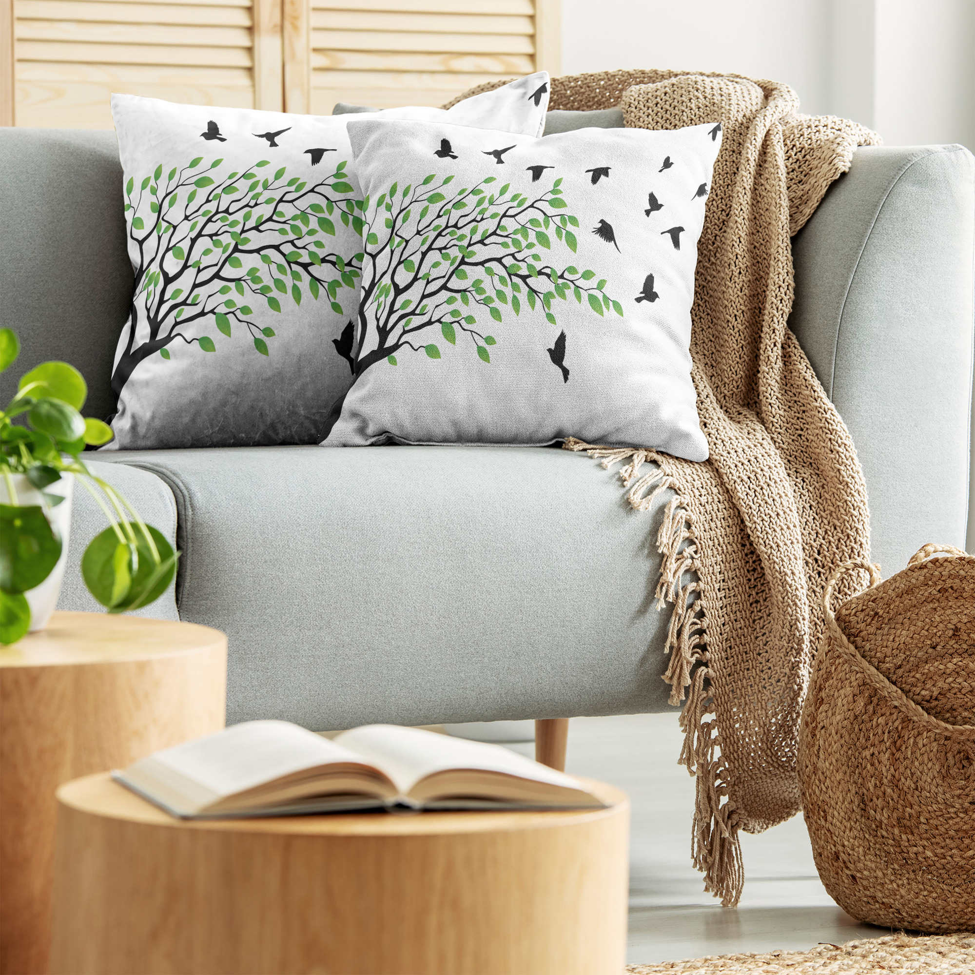 Ambesonne Tree Bloom Cushion Cover Set of 2 for Couch and Bed in 4 Sizes - Picture 54 of 220
