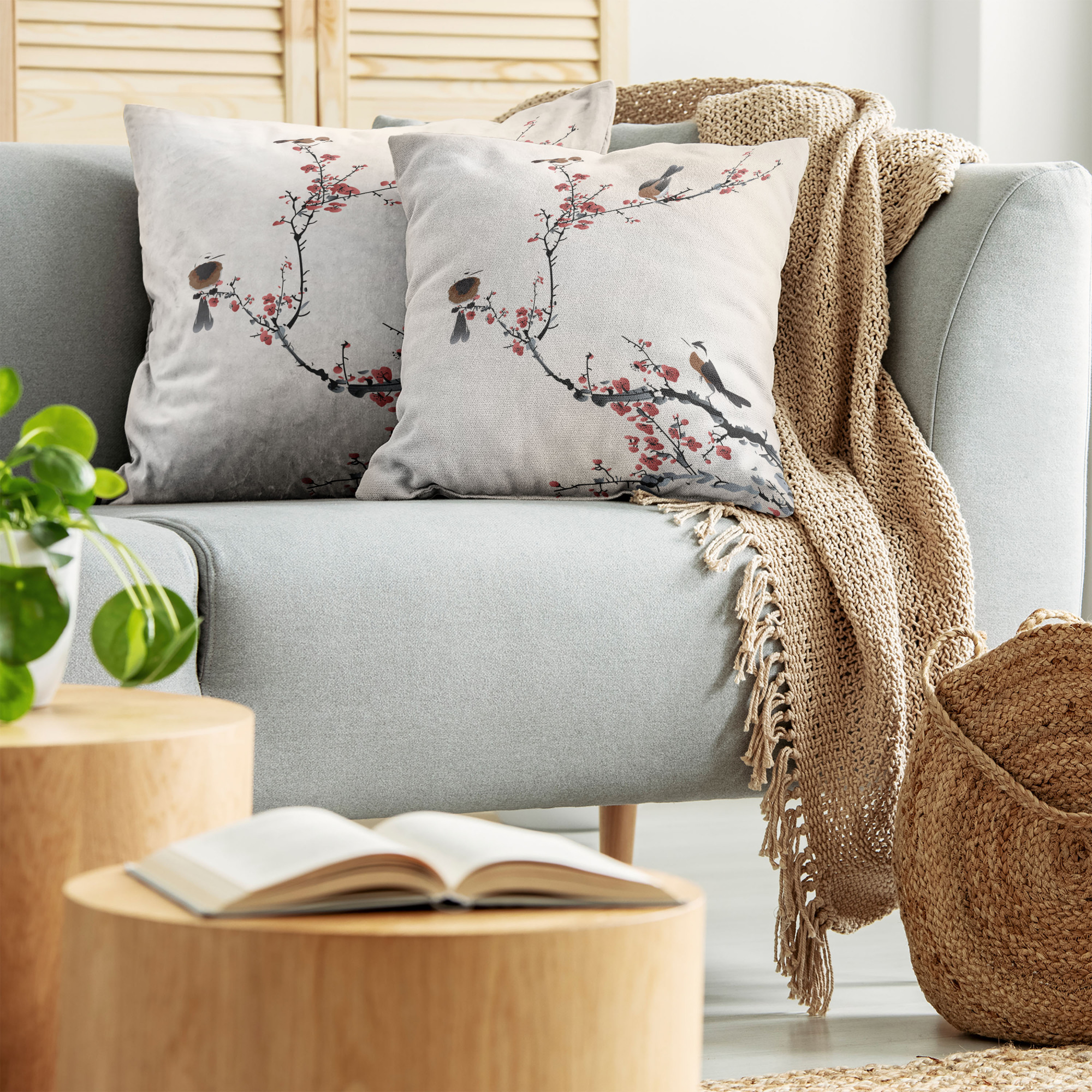 Ambesonne Tree Bloom Cushion Cover Set of 2 for Couch and Bed in 4 Sizes - Picture 137 of 220