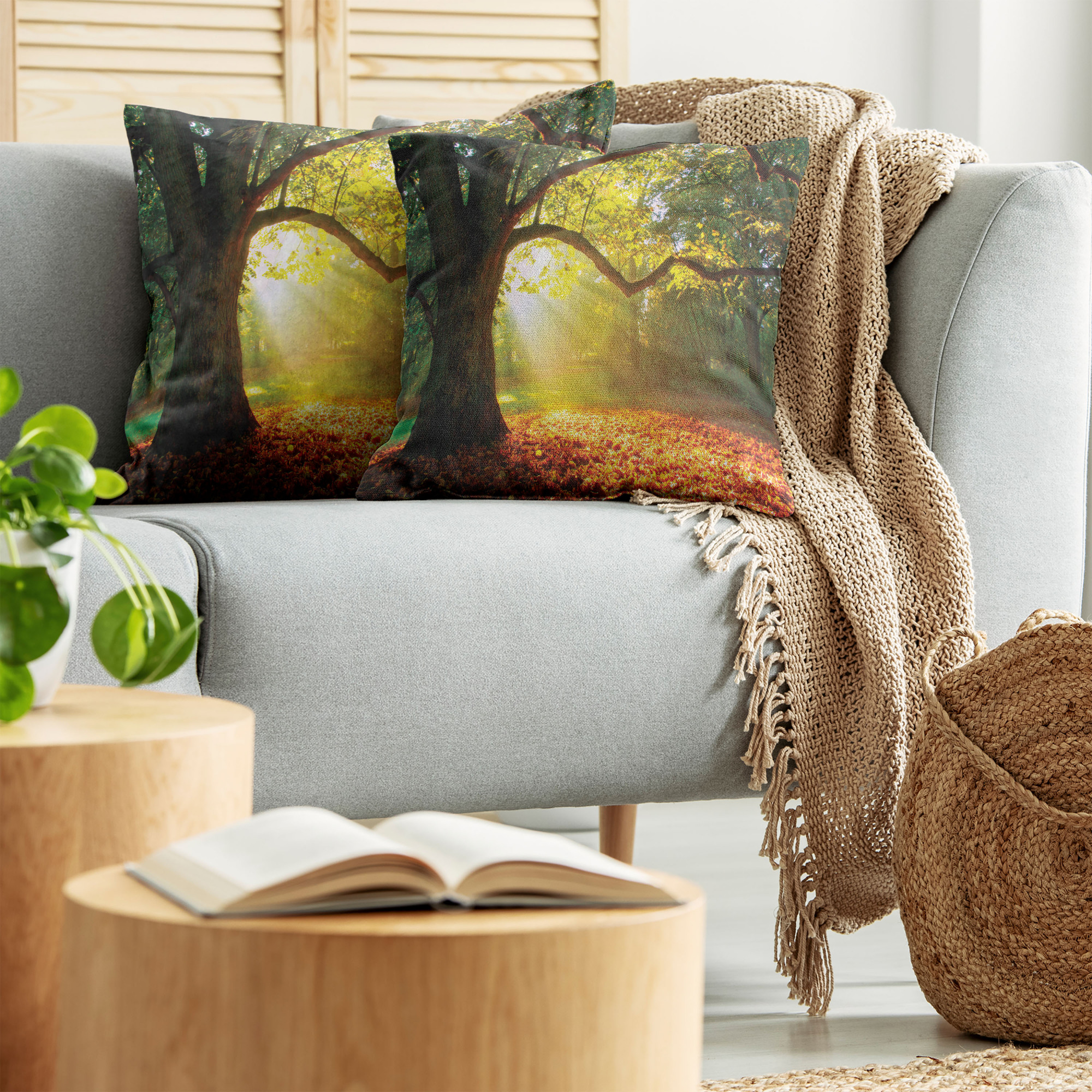 Ambesonne Tree Bloom Cushion Cover Set of 2 for Couch and Bed in 4 Sizes - Picture 117 of 220