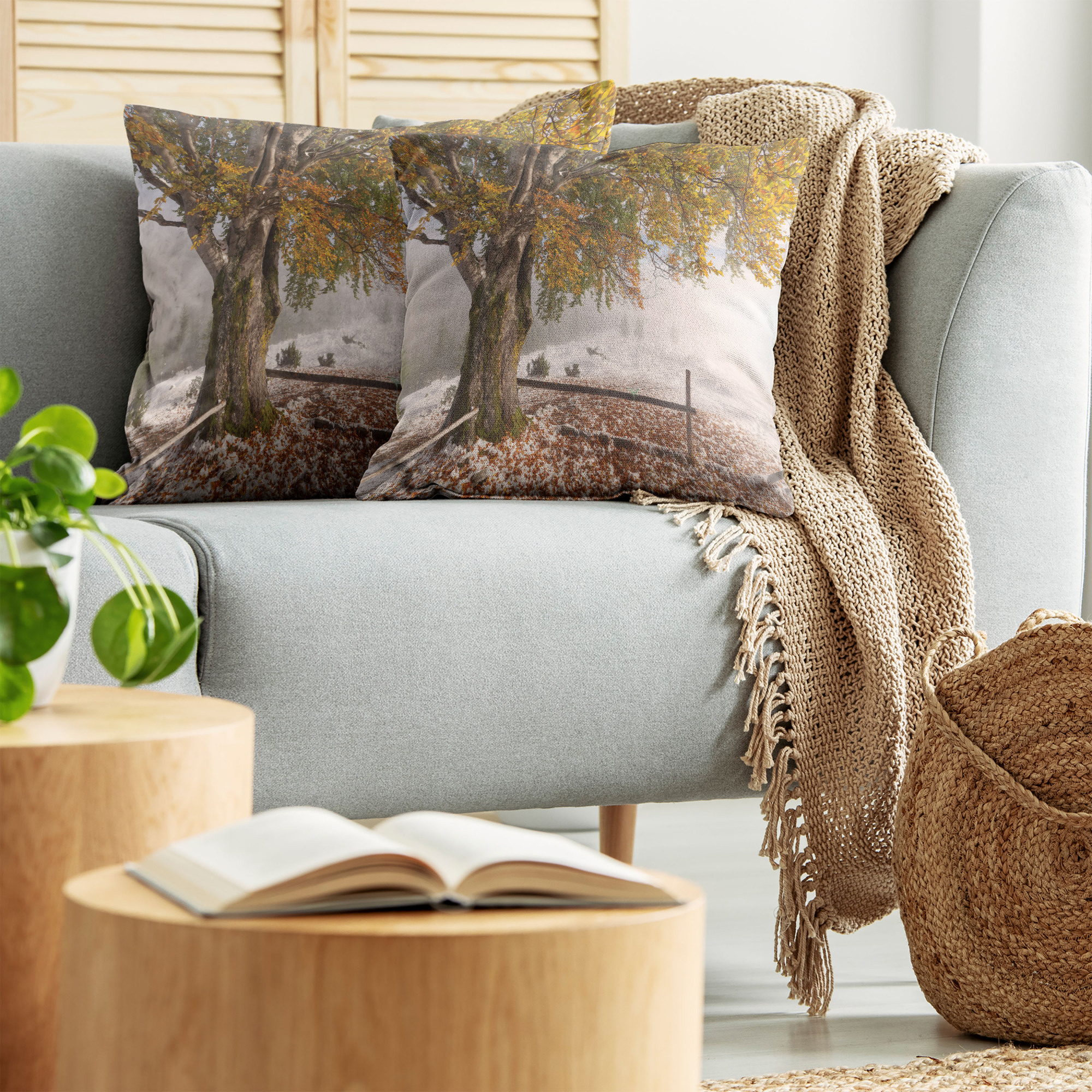 Ambesonne Tree Bloom Cushion Cover Set of 2 for Couch and Bed in 4 Sizes - Picture 177 of 220