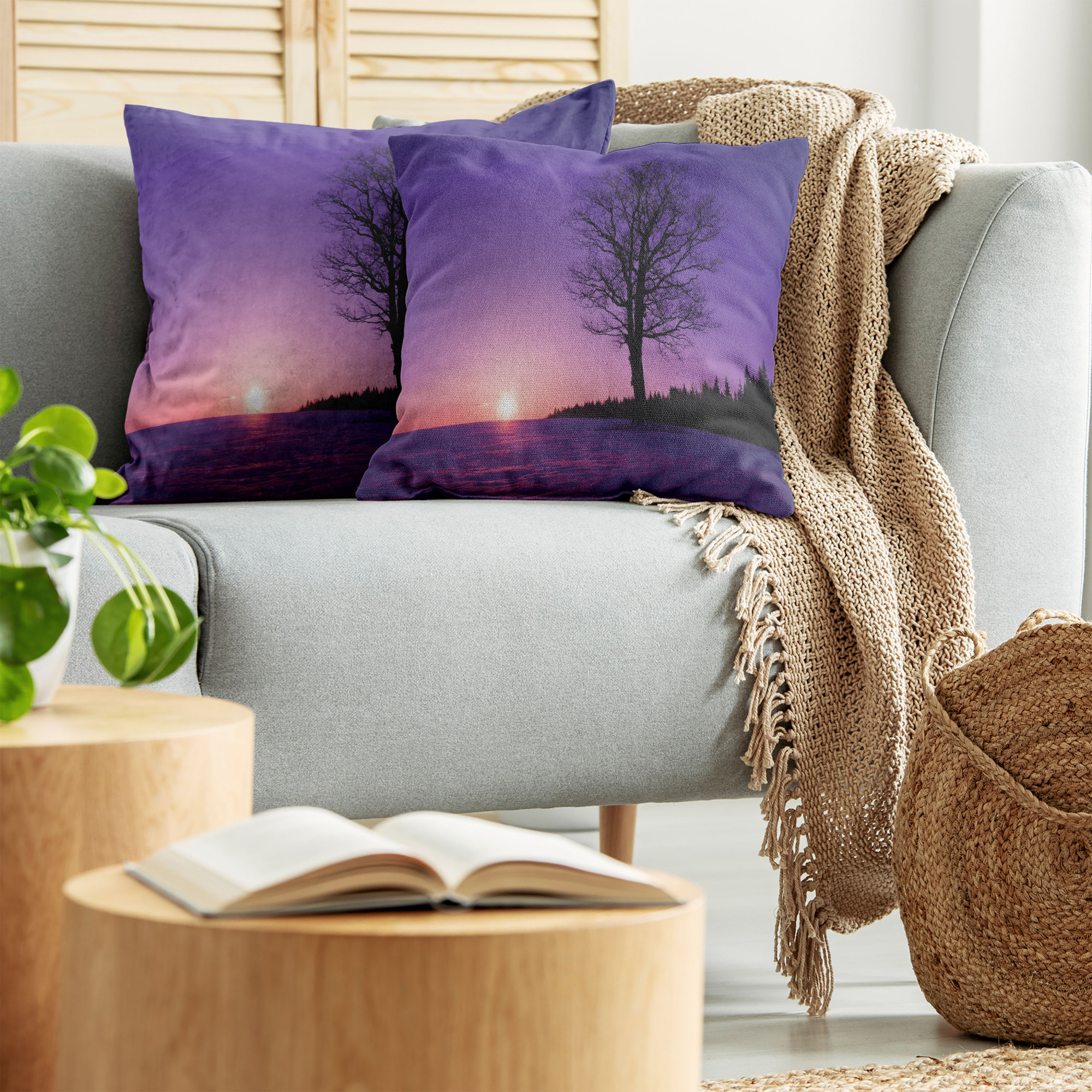 Ambesonne Tree Bloom Cushion Cover Set of 2 for Couch and Bed in 4 Sizes - Picture 190 of 220